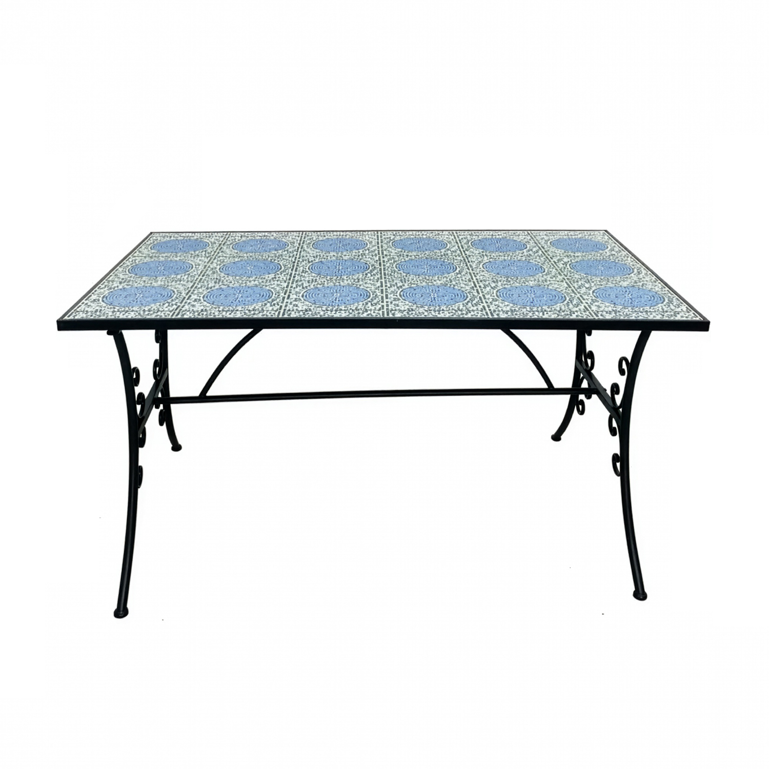 Tavolo in ferro 140x80 cm maiolica azzurra