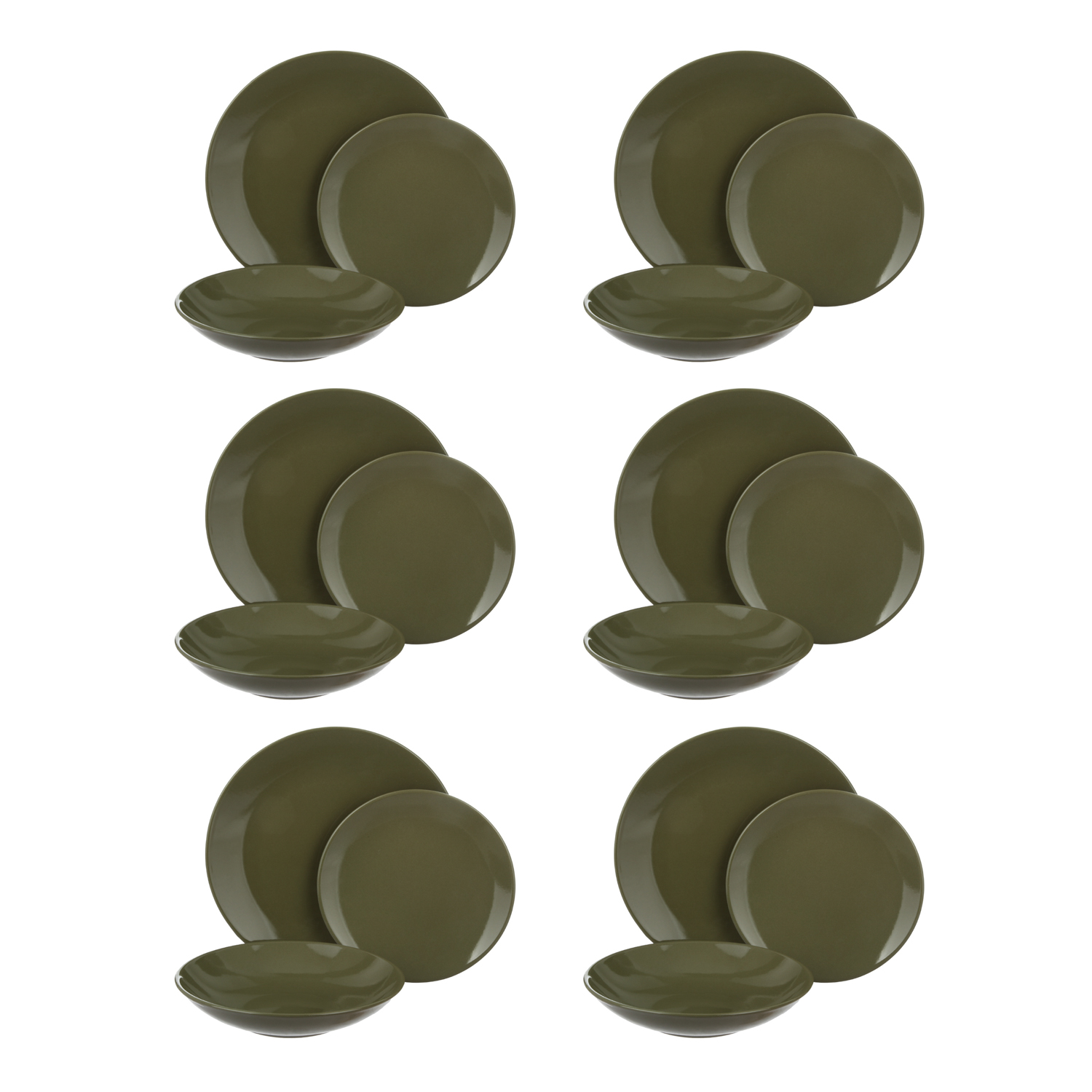 Servizio 18 piatti terracotta verde Style