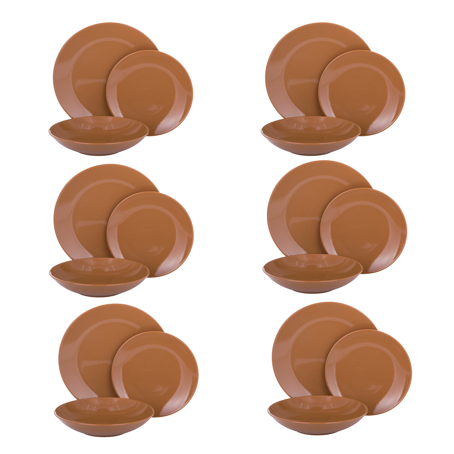 Servizio 18 piatti terracotta marrone Style