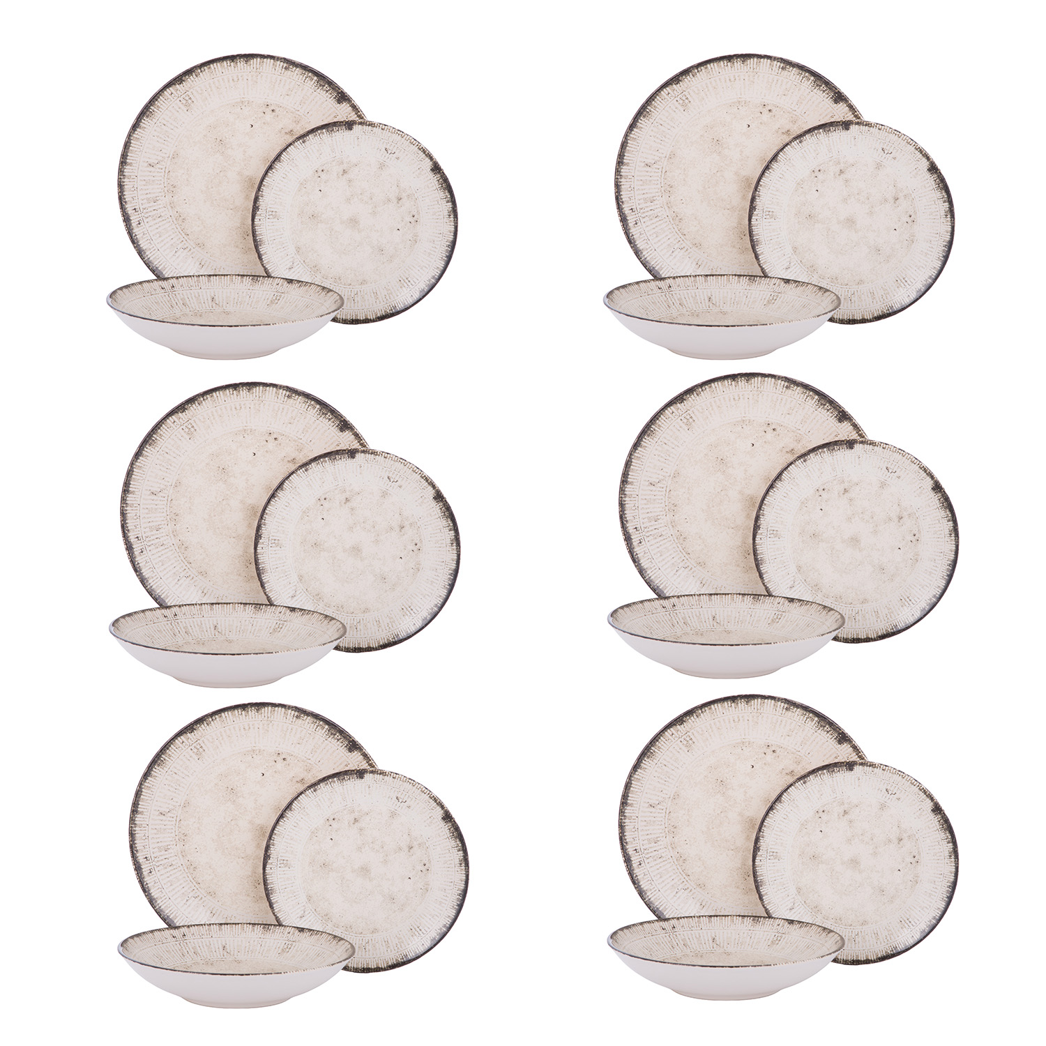 Servizio 18 piatti ceramica beige Dymore