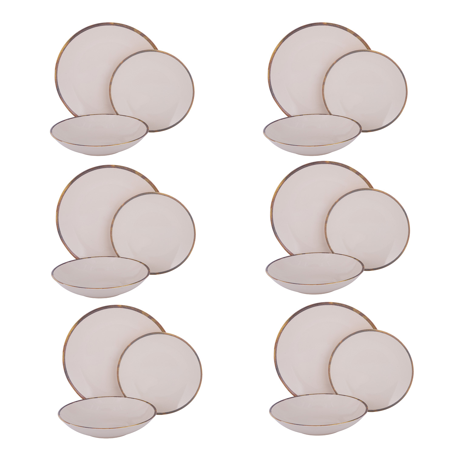 Servizio 18 piatti ceramica bordo pennellato Pyetra
