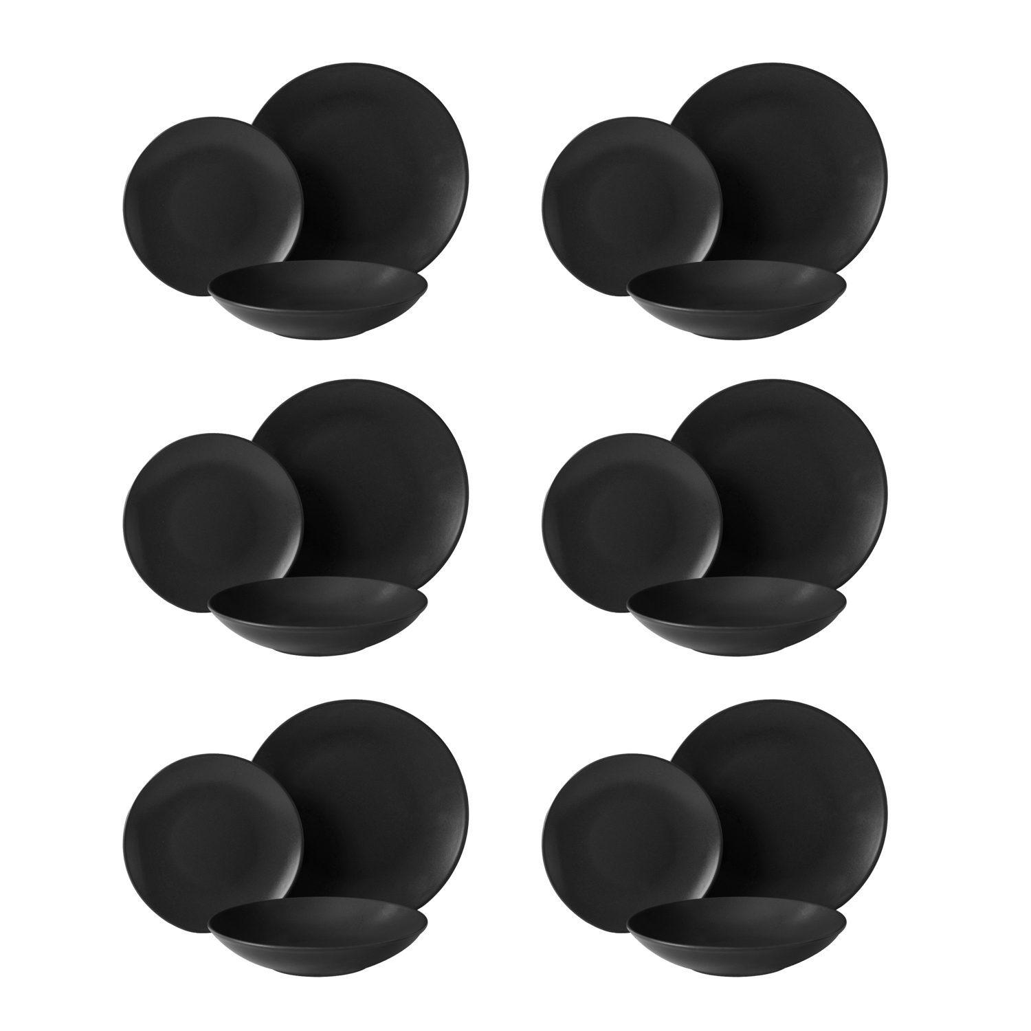 altri brand Servizio 18 piatti ceramica nero Style