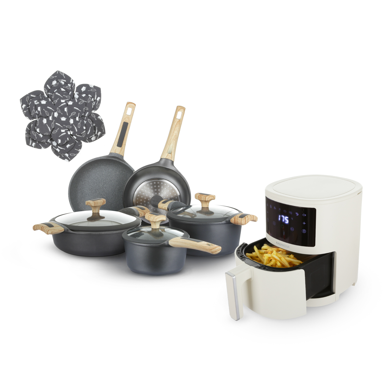 Set Batteria 11 pezzi Evolution e Friggitrice ad aria digitale 3,5 L