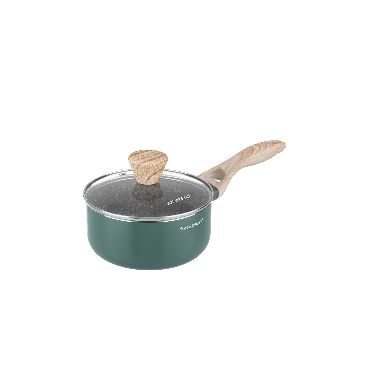 Casseruola Kasanova Cooking Therapy 20 Cm Con Coperchio – Antioderente, Scritta Incisa, Base Induzione, Verde