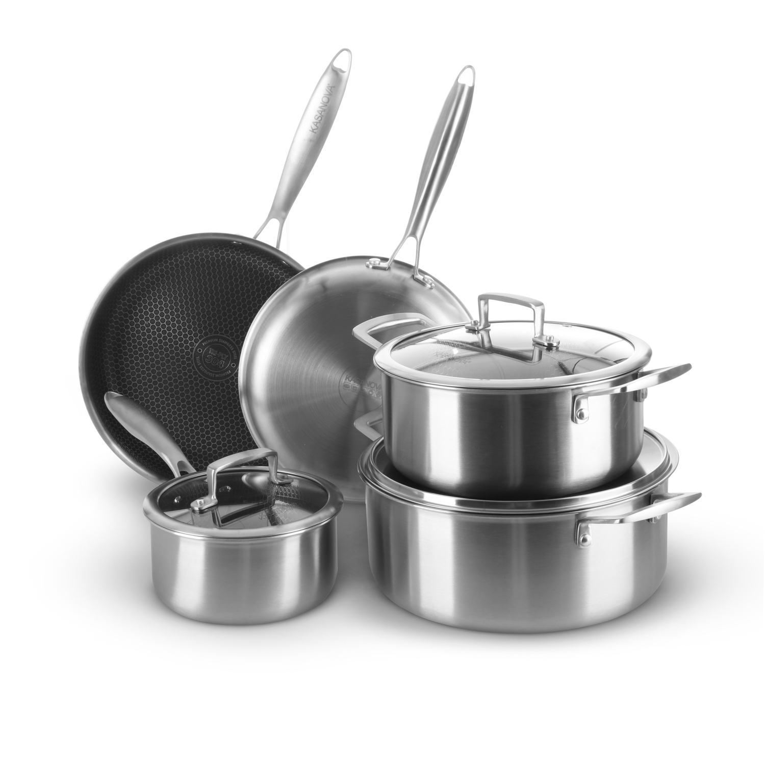Batteria pentole 8 pezzi Tri - ply