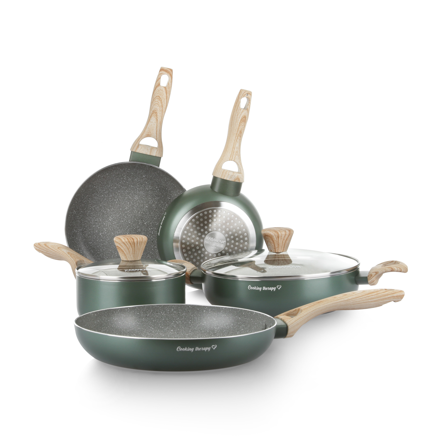 Batteria pentole 7 pezzi verde Cooking Therapy