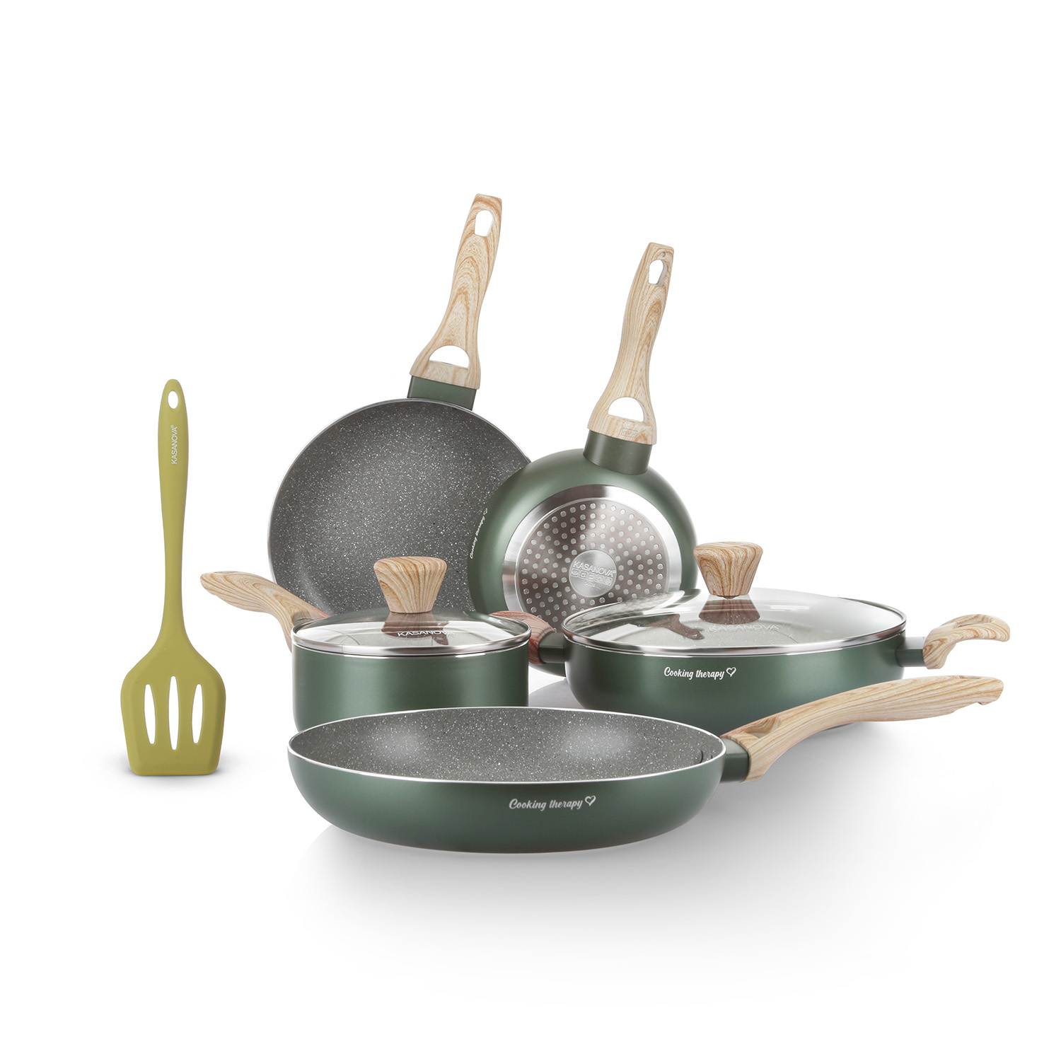 Batteria pentole 8 pezzi verde Cooking Therapy