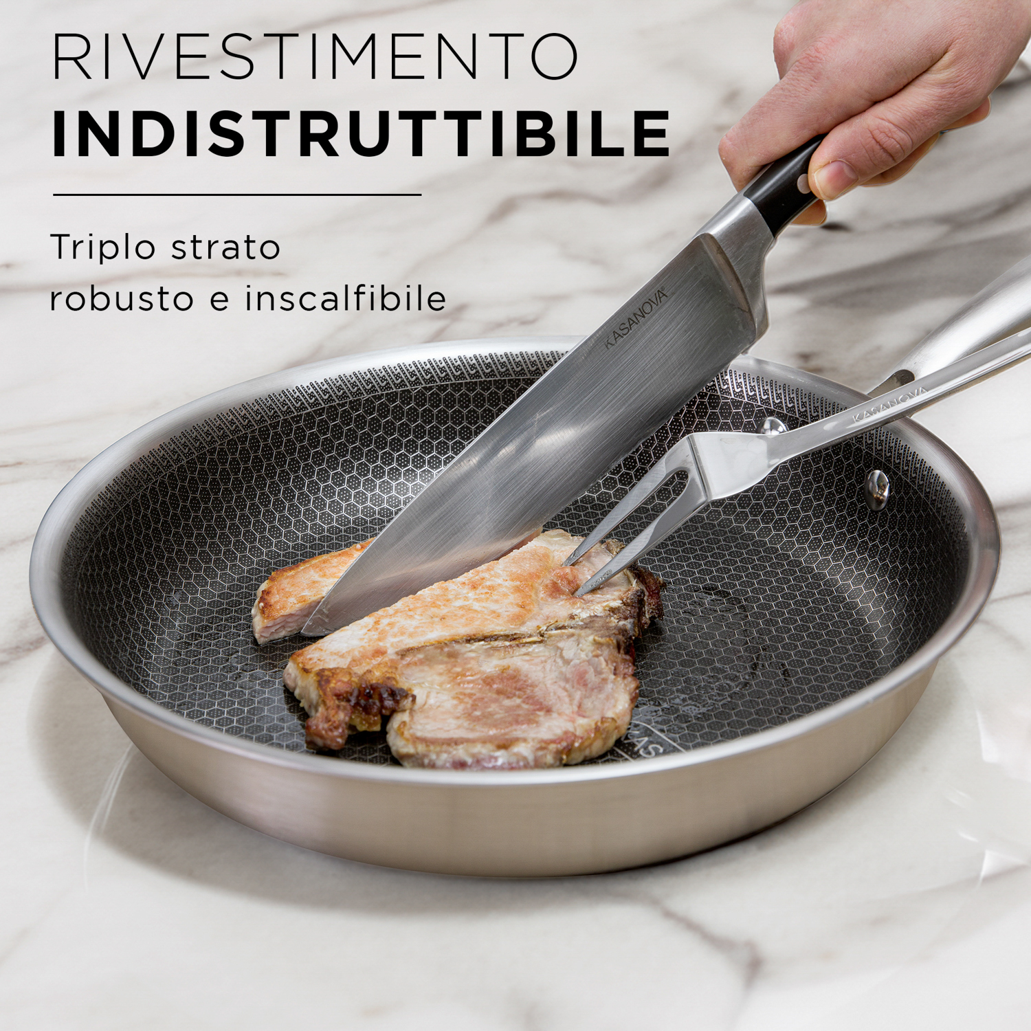 KASANOVA Batteria di pentole TRI-PLY Acciaio, Antiaderenti, Induzione - Foto 12 di 36
