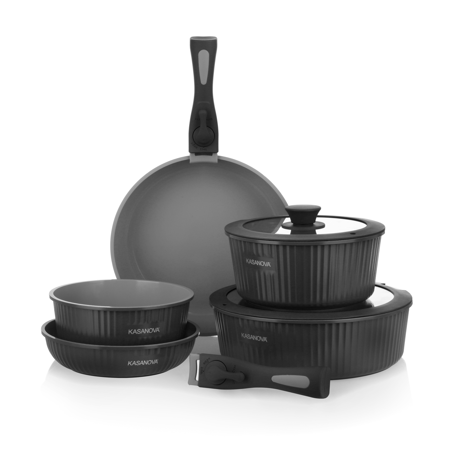 Batteria 9 pezzi Eaziclip nera con manici staccabili