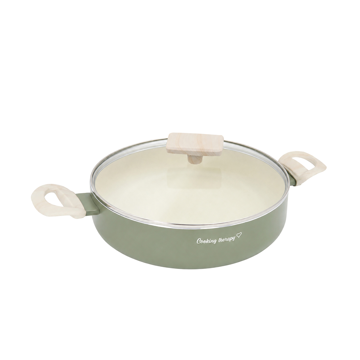 Tegame 24 cm avocado Cooking Therapy con coperchio
