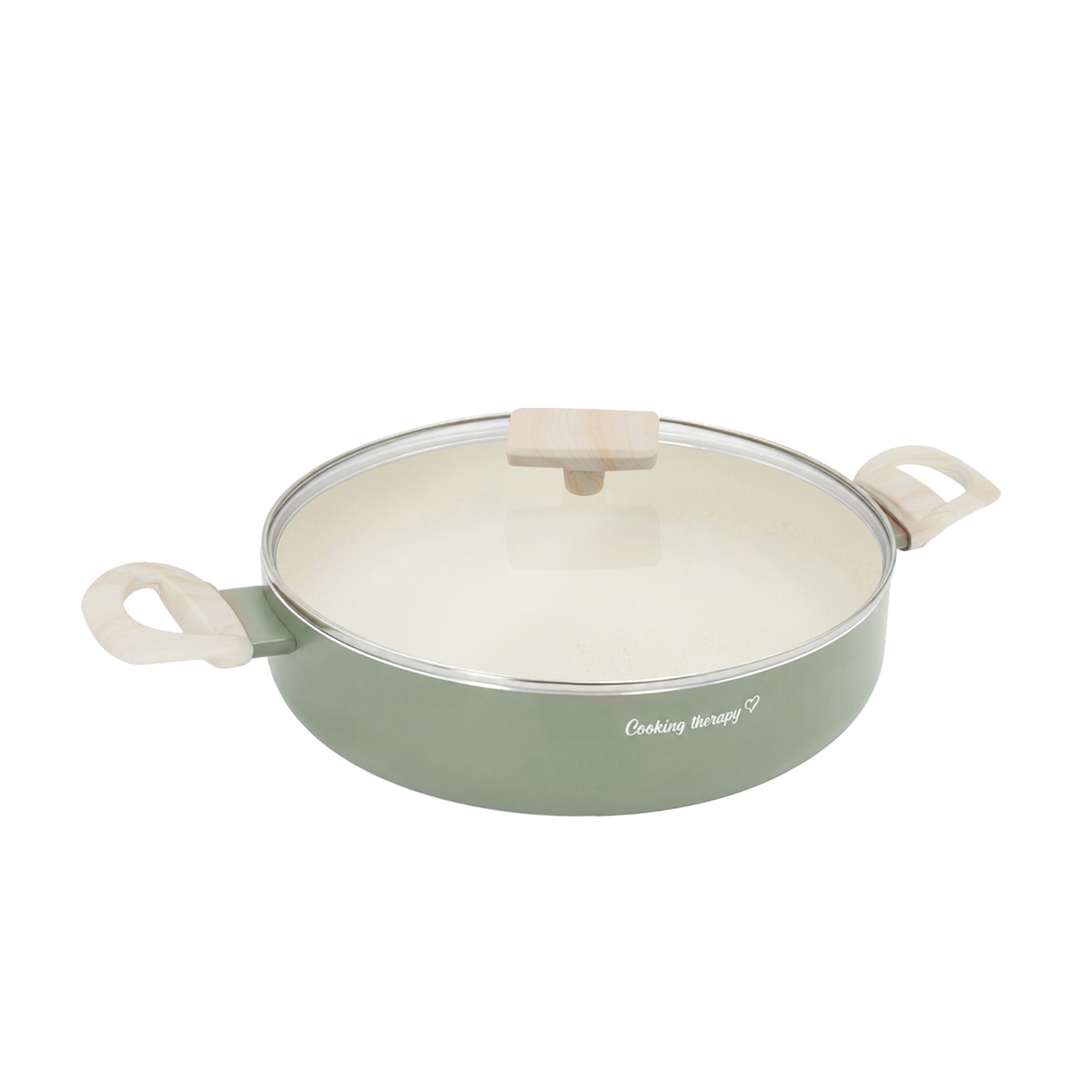 Tegame 28 cm avocado Cooking Therapy con coperchio