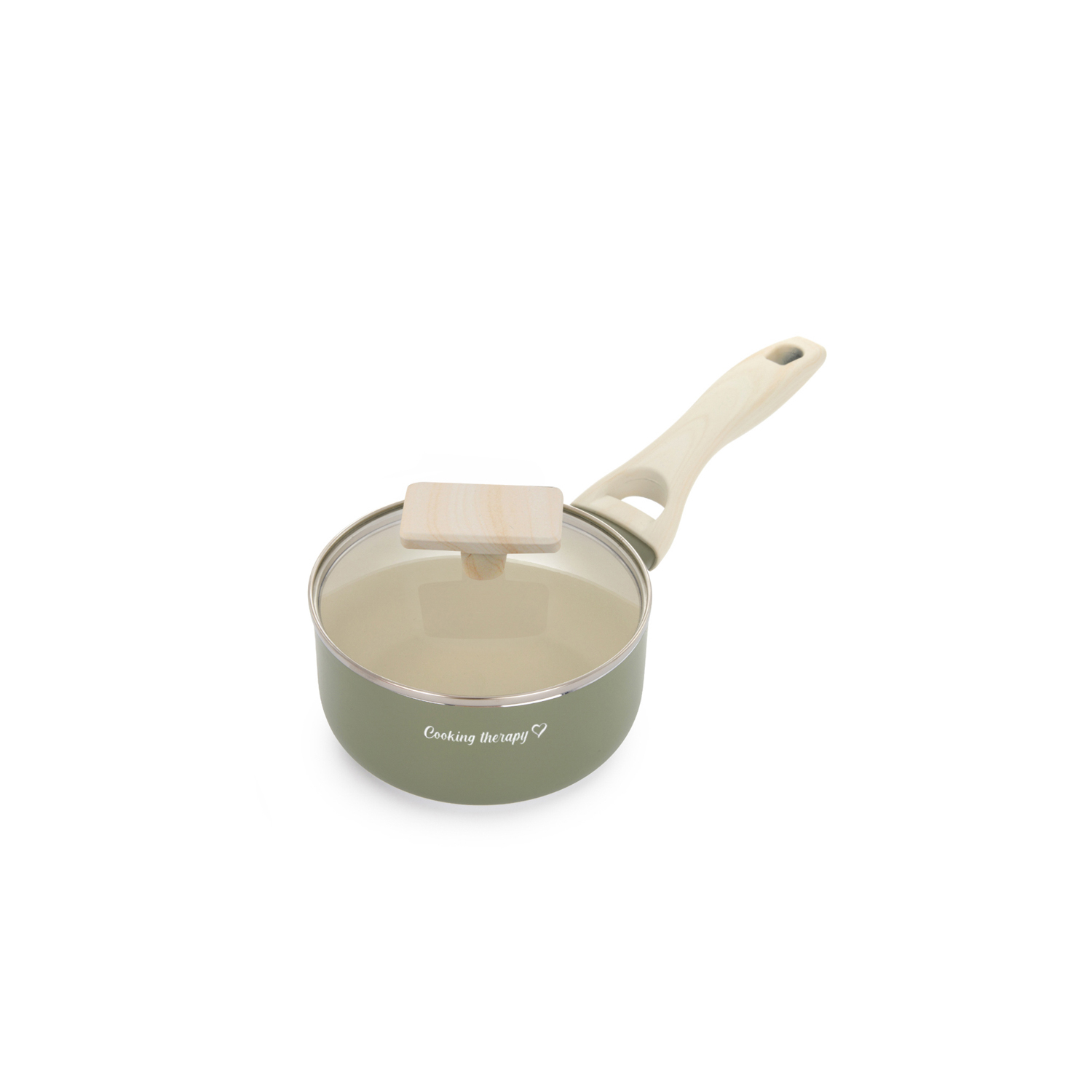 Mini casseruola 12 cm avocado Cooking Therapy un manico e coperchio