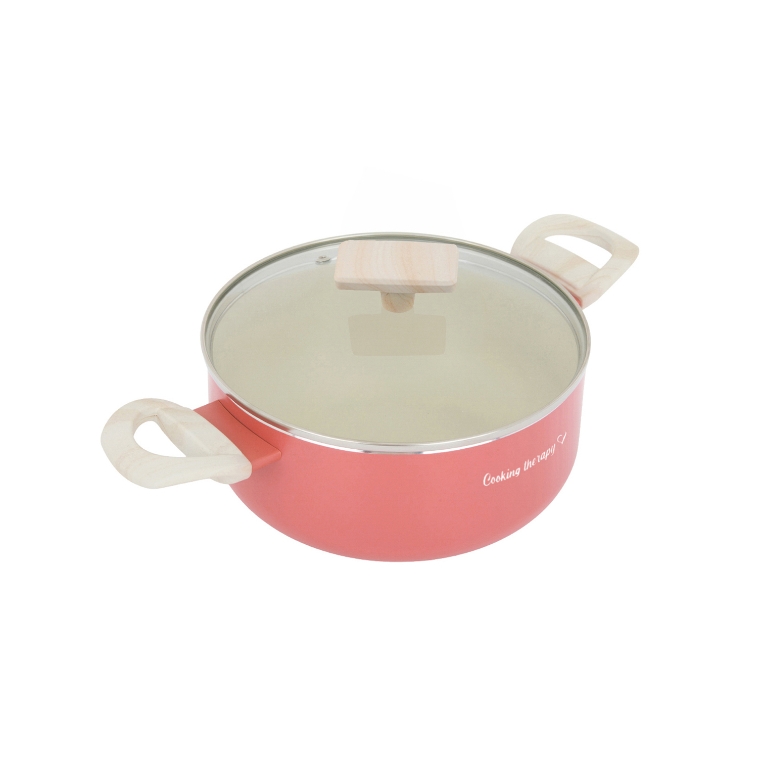 Casseruola 24 cm corallo Cooking Therapy con coperchio