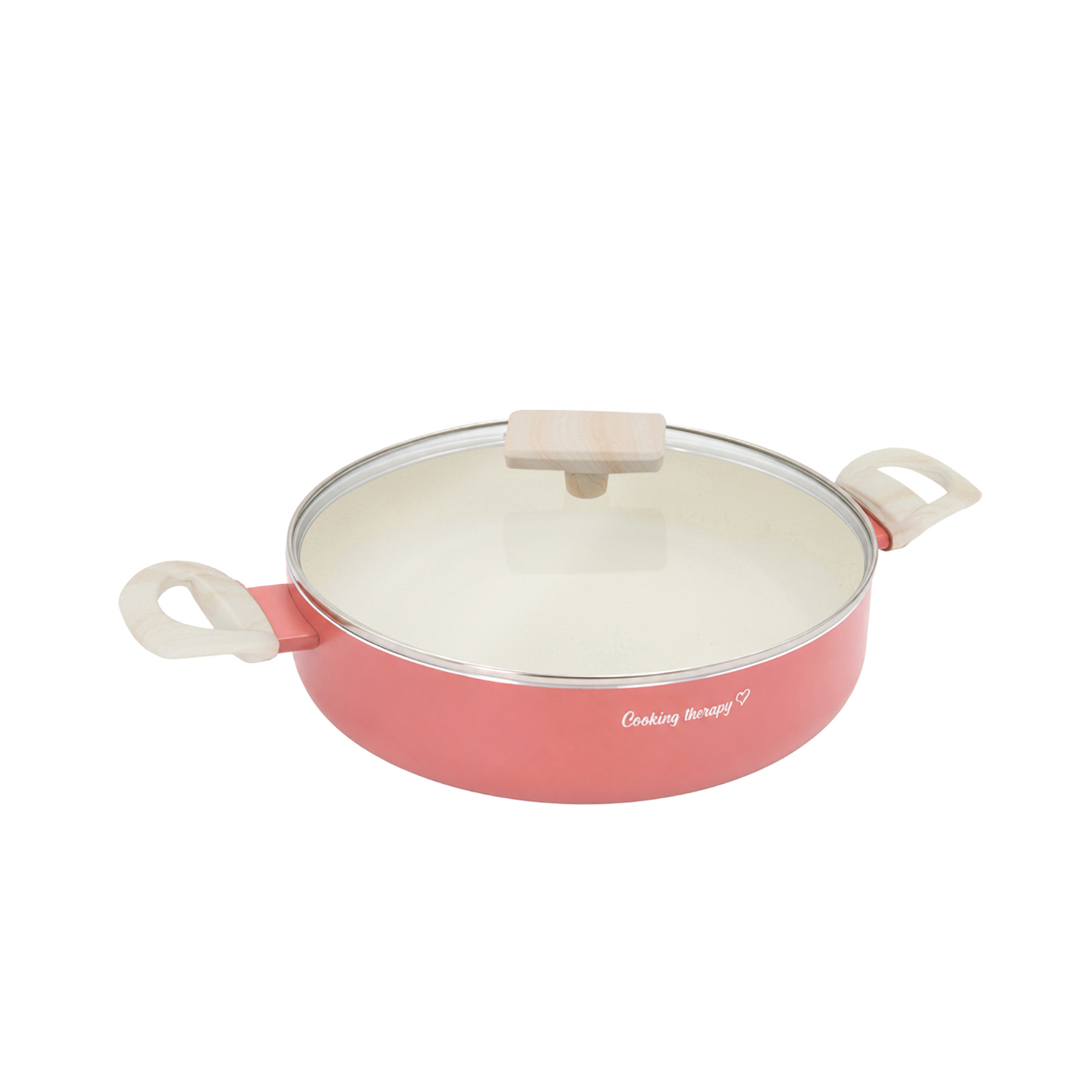 Tegame 24 cm corallo Cooking Therapy con coperchio