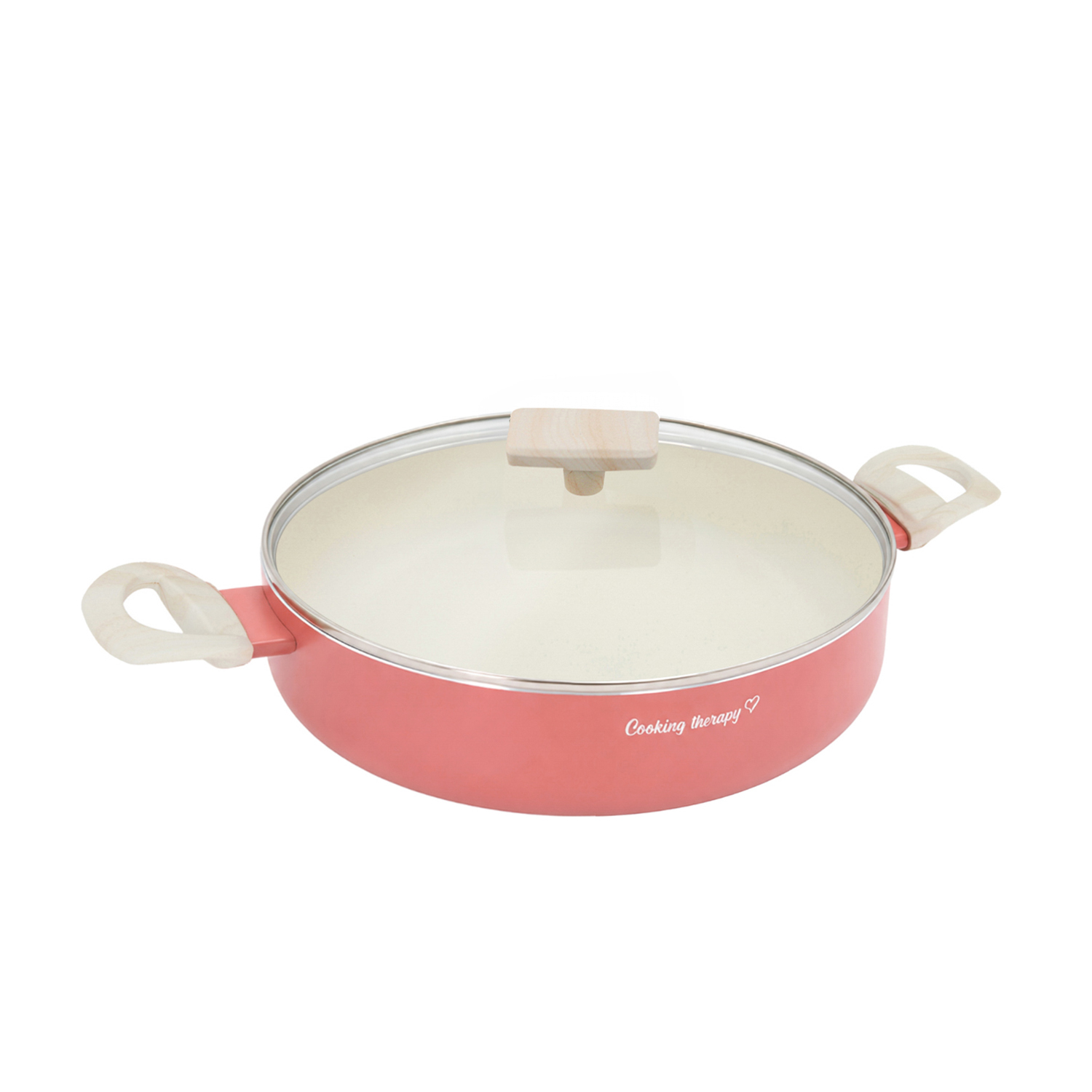 Tegame 28 cm corallo Cooking Therapy con coperchio