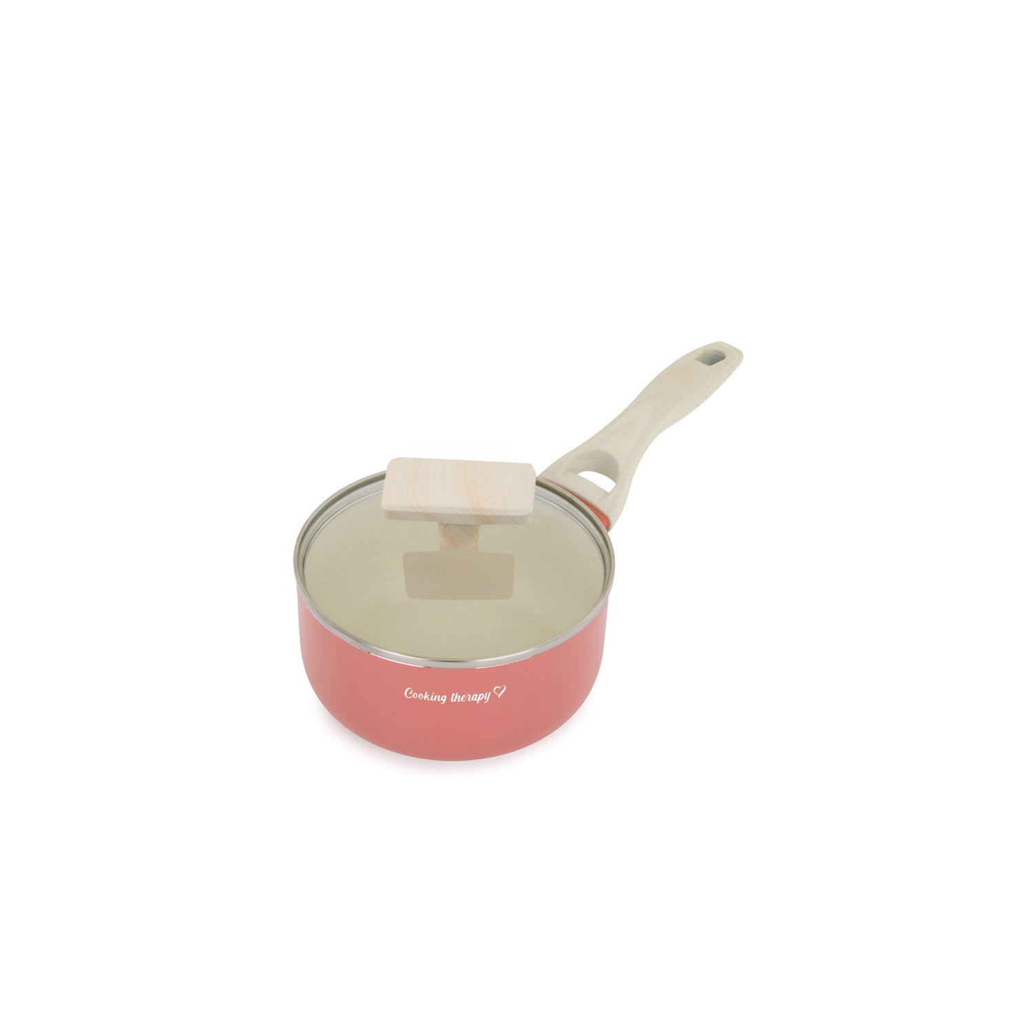 Mini casseruola 12 cm corallo Cooking Therapy un manico e coperchio