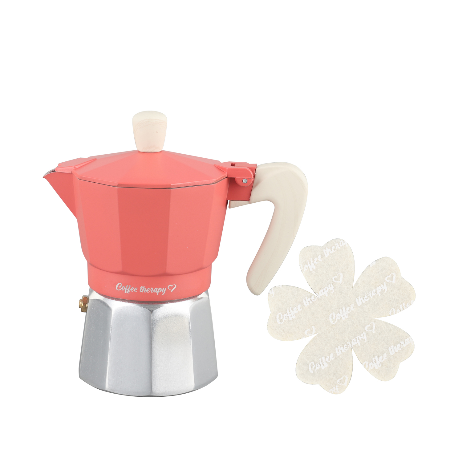 Caffettiera 3 tazze corallo Cooking Therapy