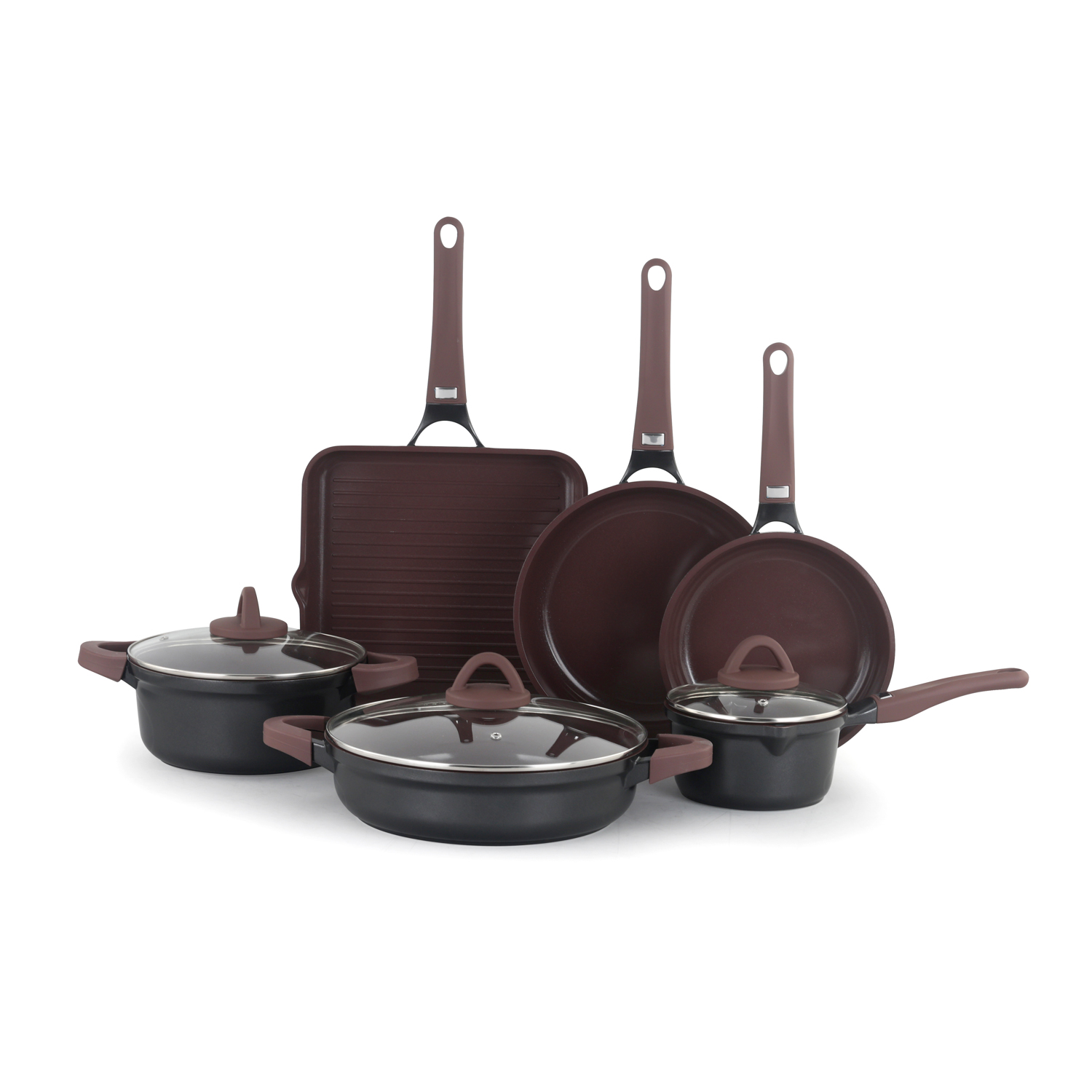 Batteria pentole 9 pezzi antiaderente ceramico ardesia Venus