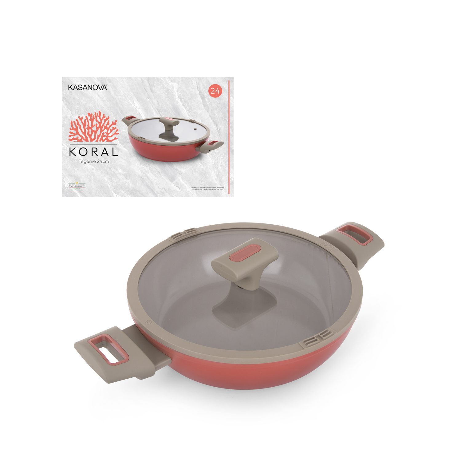 Tegame 24 cm antiaderente ceramico Koral con coperchio