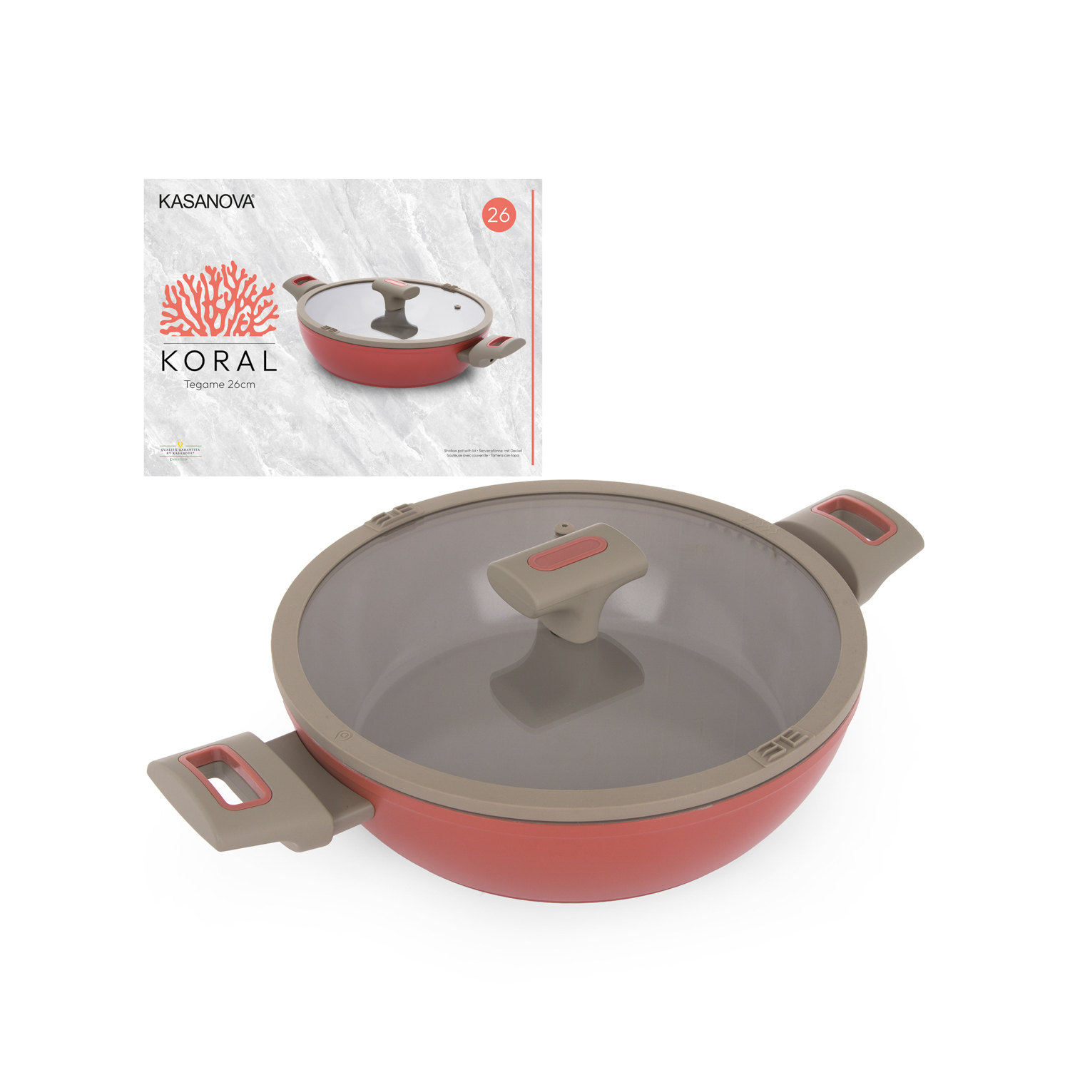 Tegame 26 cm antiaderente ceramico Koral con coperchio