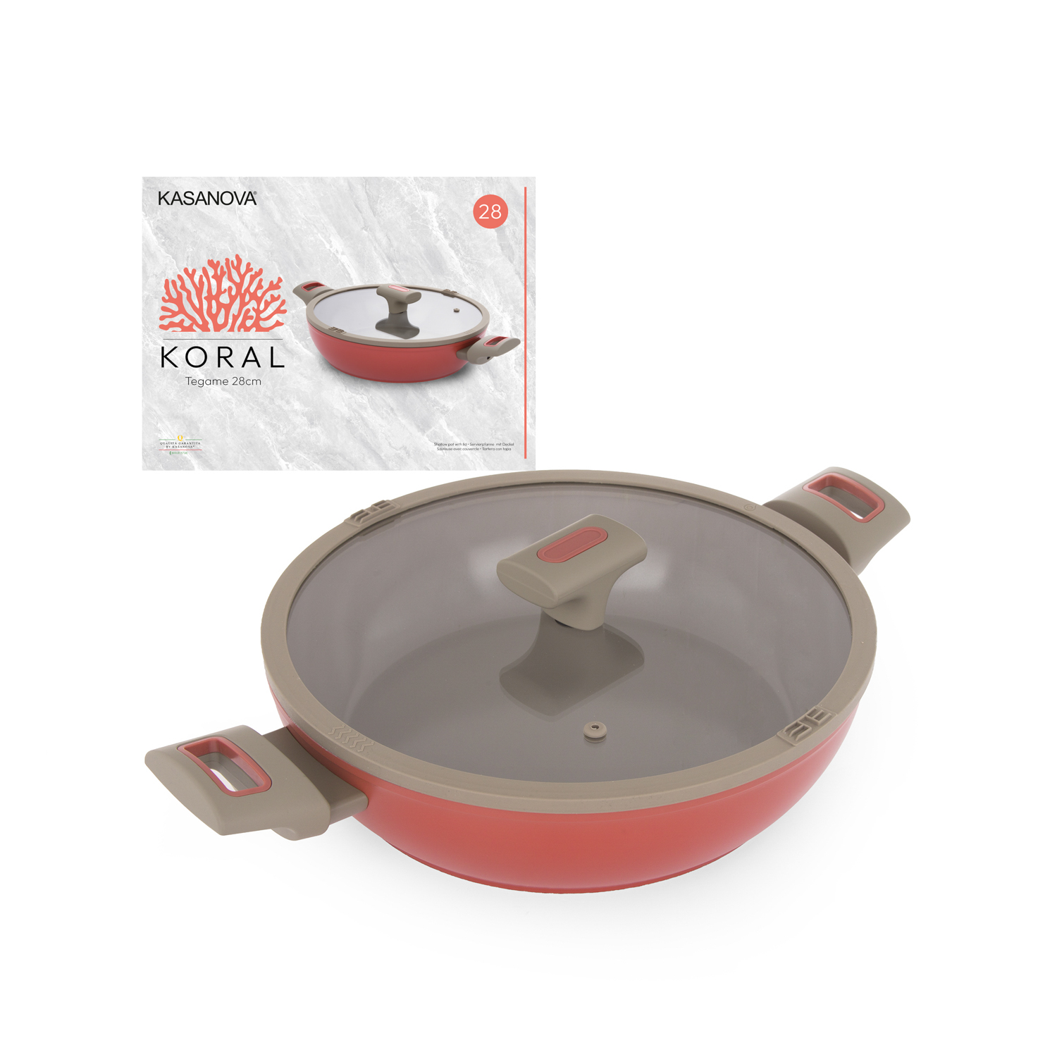 Tegame 28 cm antiaderente ceramico Koral con coperchio