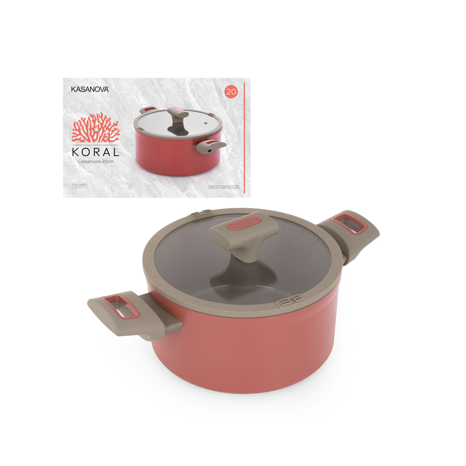 Casseruola 20 cm antiaderente ceramico Koral con coperchio