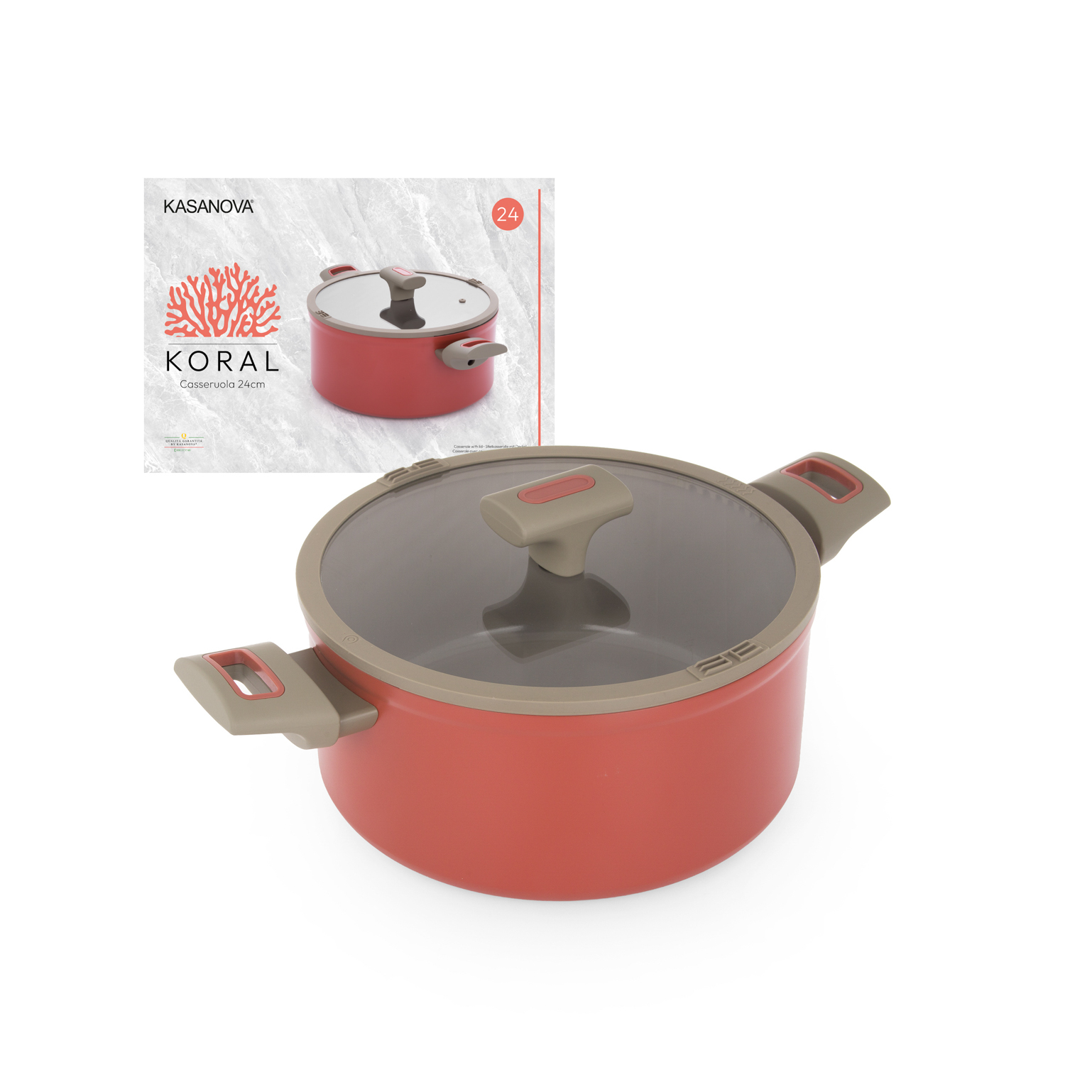 Casseruola 24 cm antiaderente ceramico Koral con coperchio