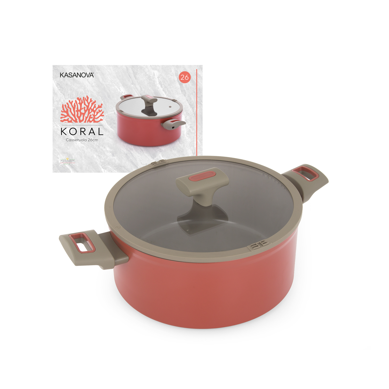 Casseruola 26 cm antiaderente ceramico Koral con coperchio