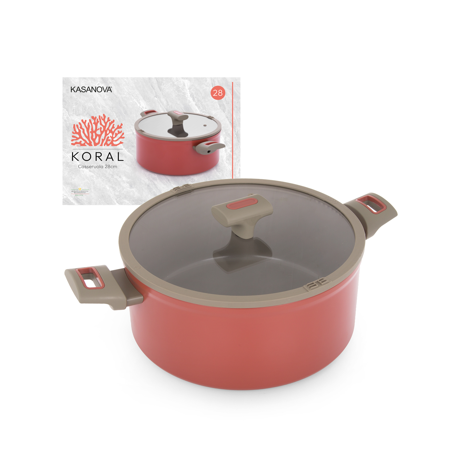 Casseruola 28 cm antiaderente ceramico Koral con coperchio