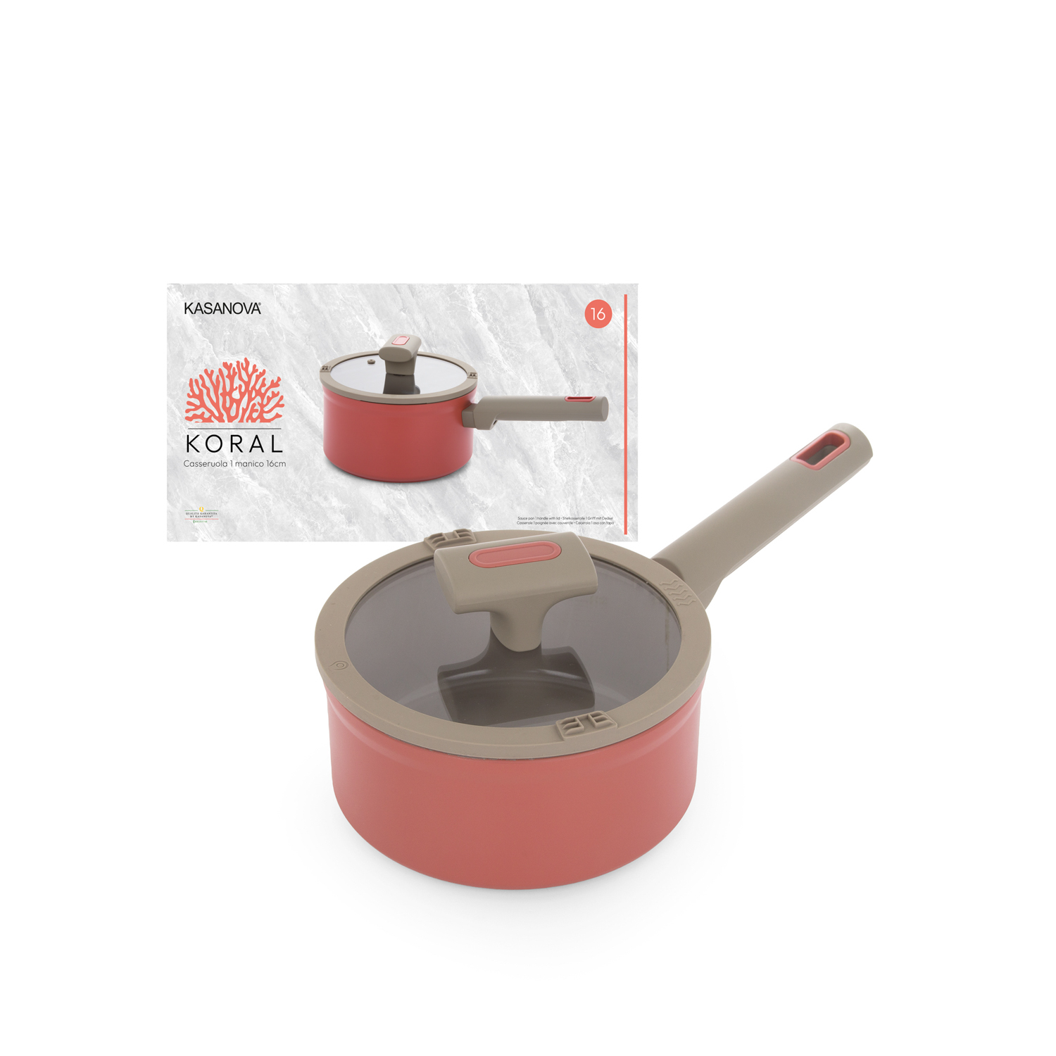 Casseruola 16 cm antiaderente ceramico Koral con coperchio