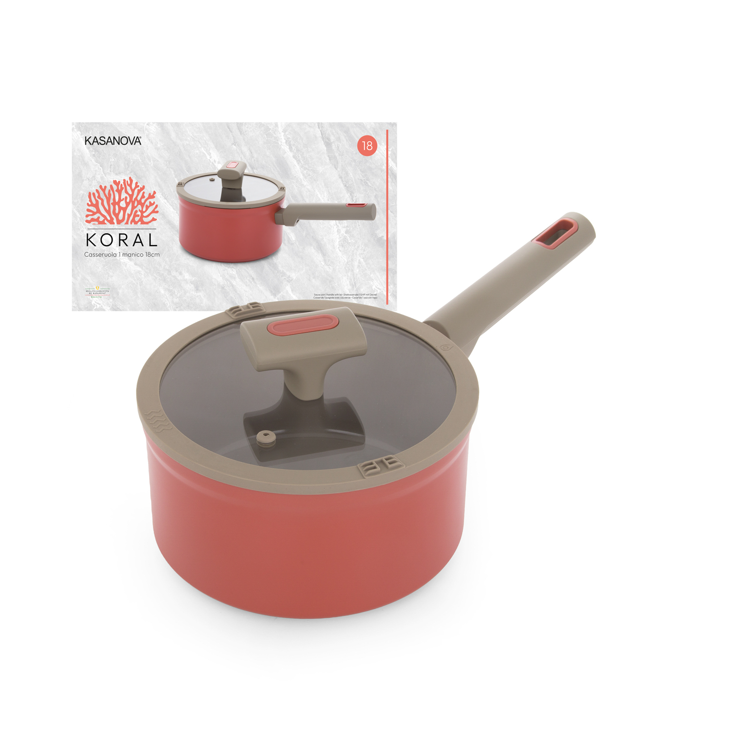 Casseruola 18 cm antiaderente ceramico Koral con coperchio