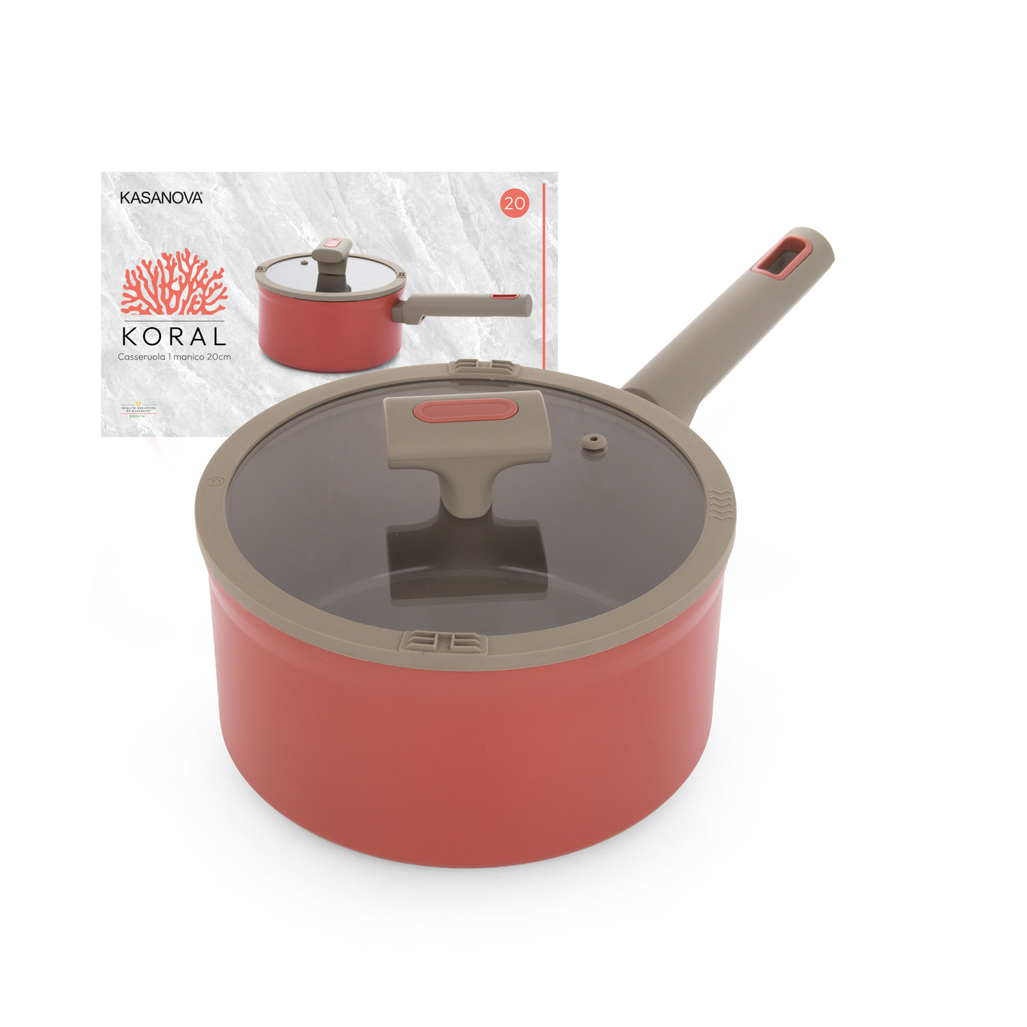 Casseruola 20 cm antiaderente ceramico Koral con coperchio