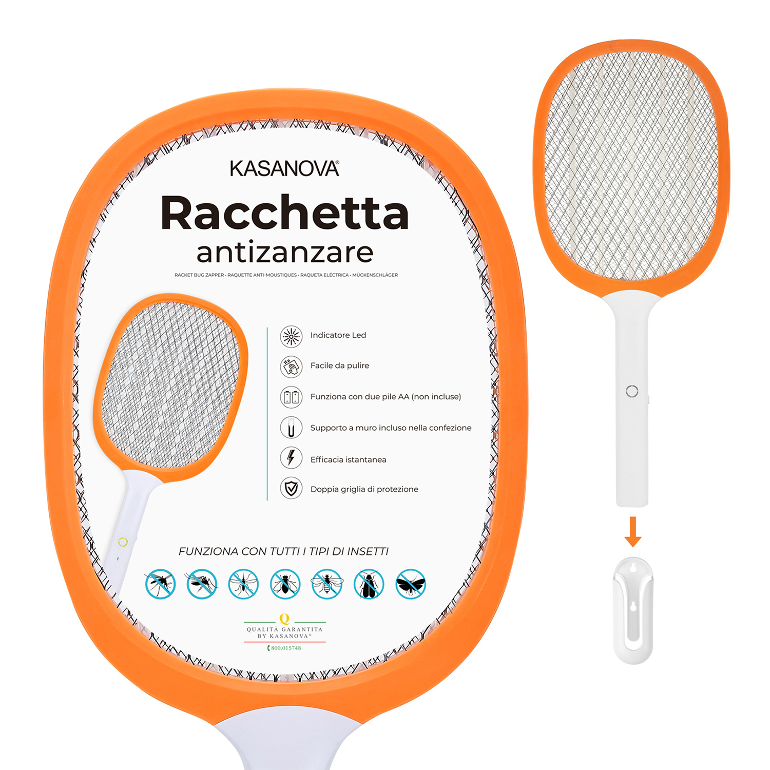 Racchetta elettrica antizanzare arancione