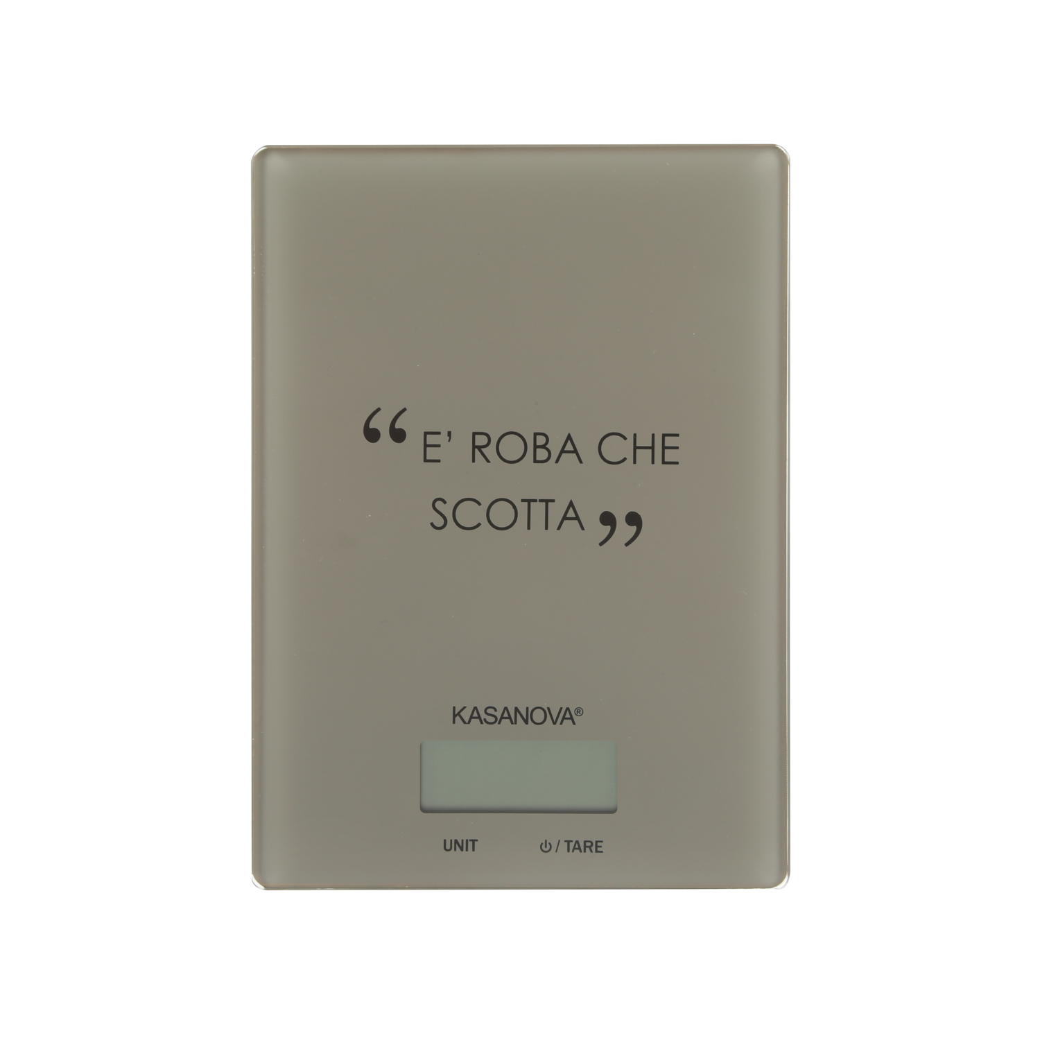 Bilancia da cucina digitale tortora rettangolare con scritta