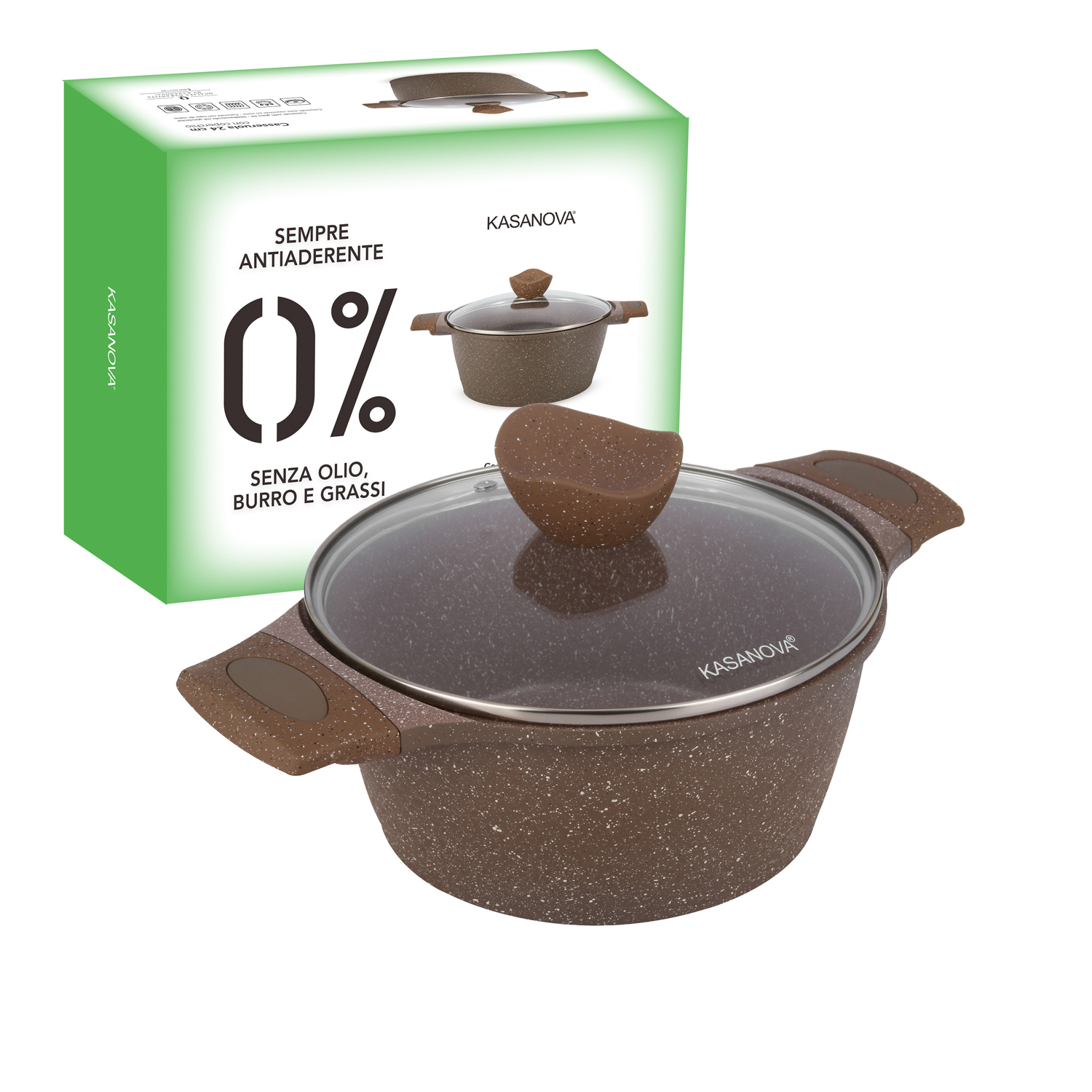 Casseruola 24 cm antiaderente 0 grassi con