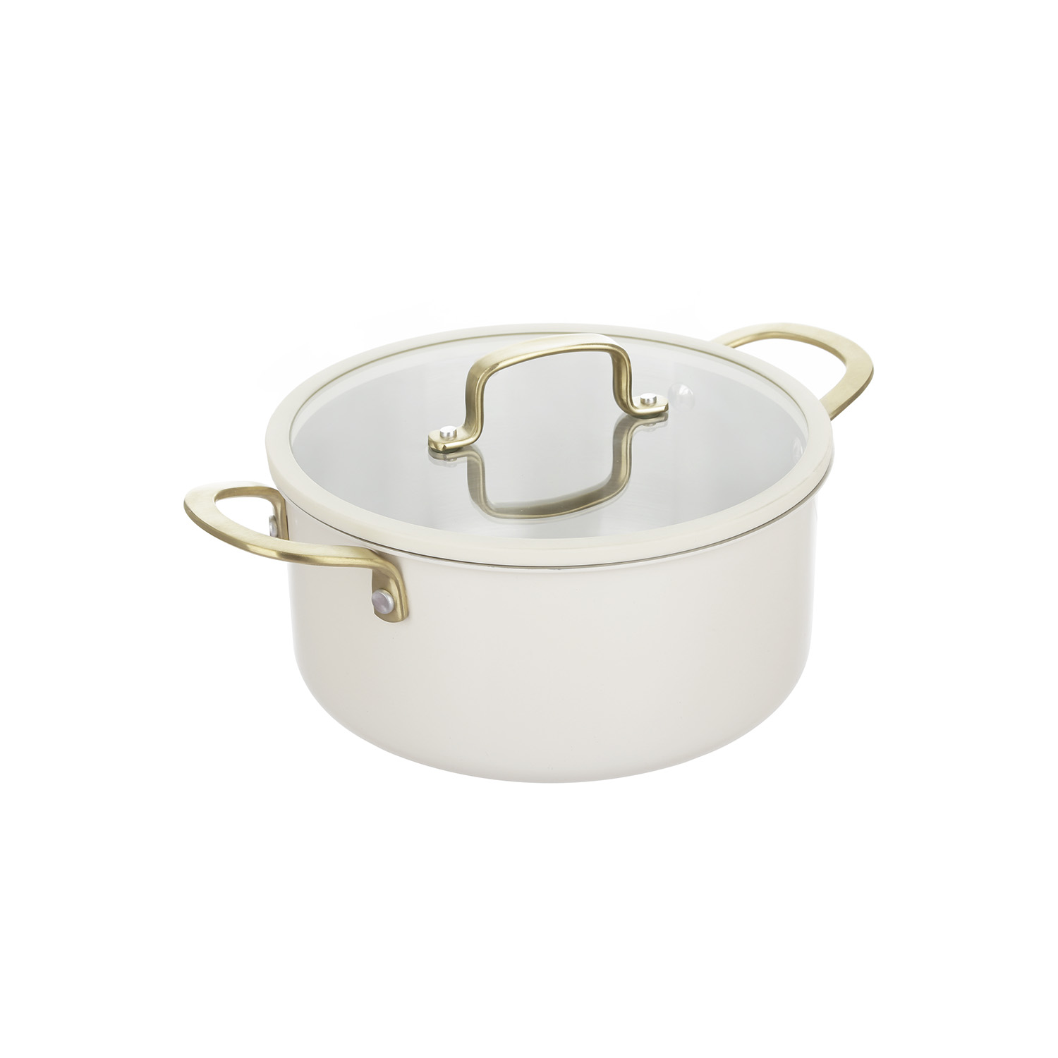 Casseruola 22 cm in acciaio bianco oro California con coperchio