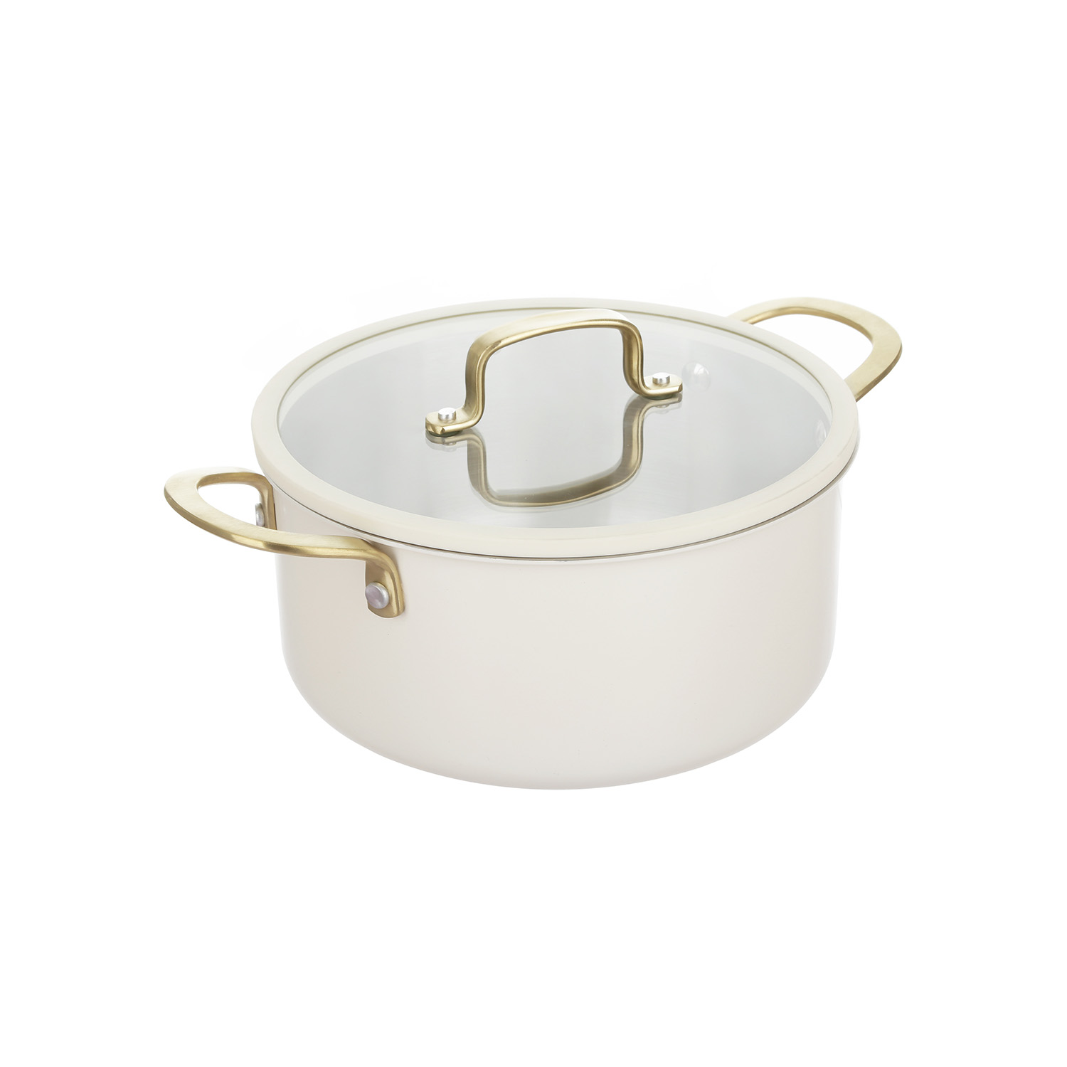 Casseruola 24 cm in acciaio bianco oro California con coperchio