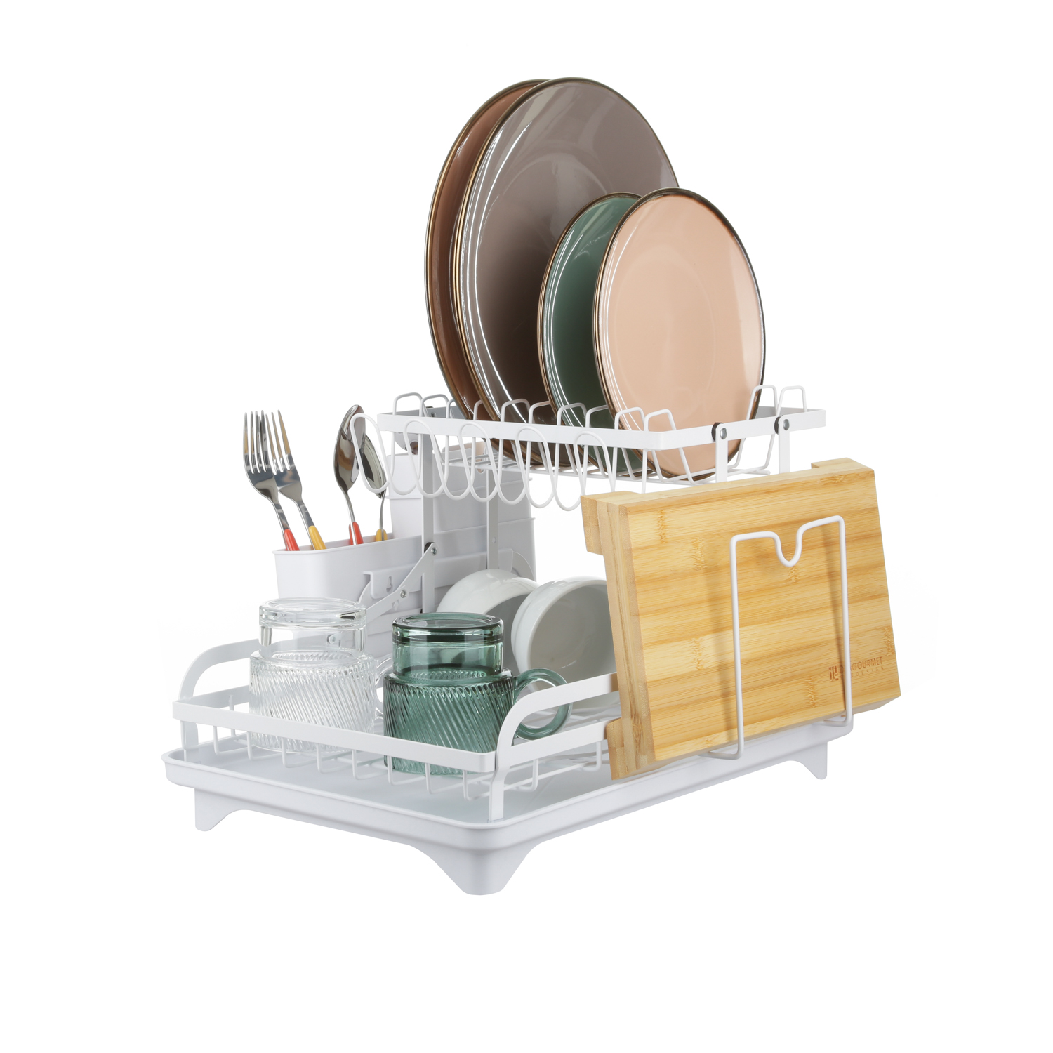 Scolapiatti Pieghevole in Metallo Bianco 2 Livelli