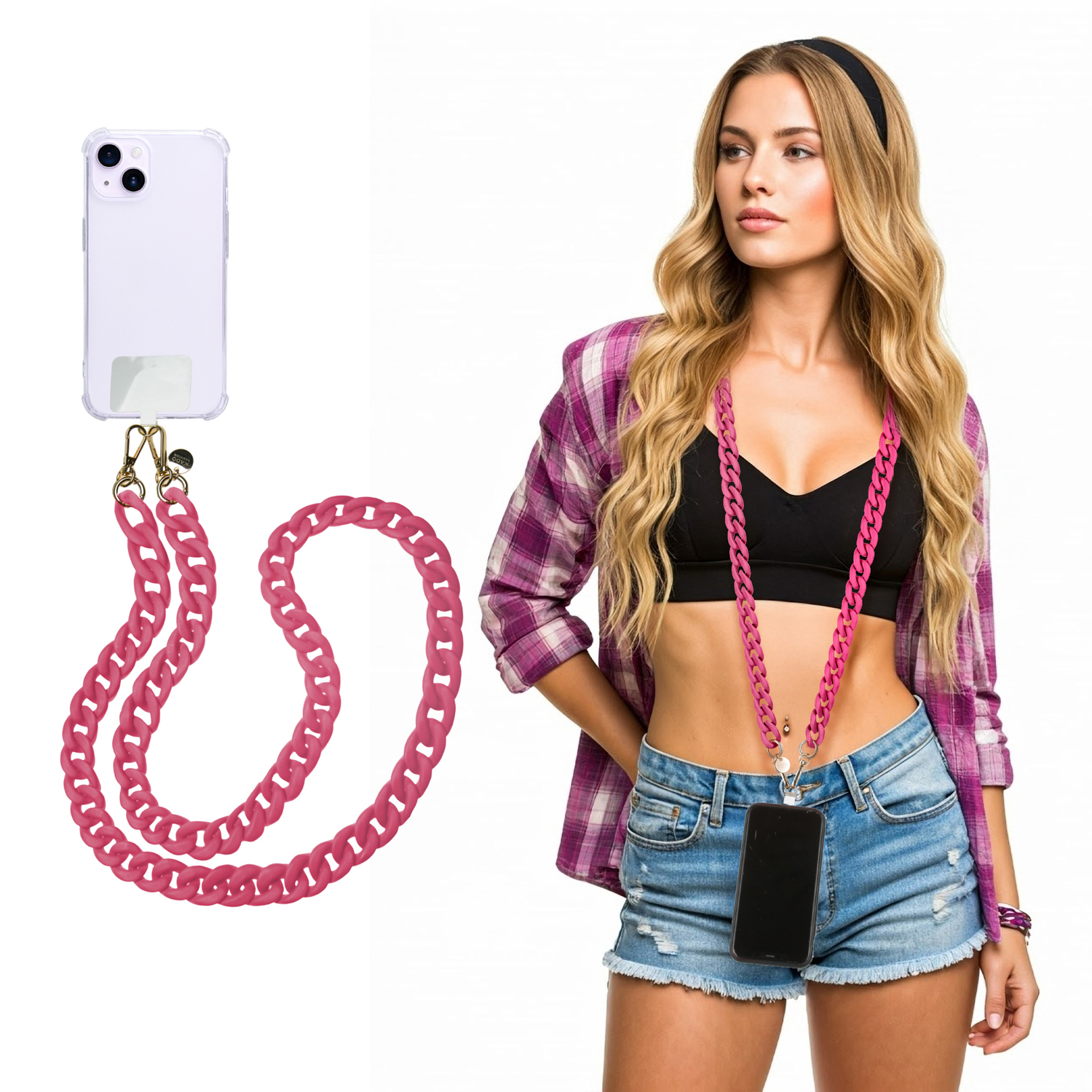 Tracolla smartphone e borsetta malva 120 cm – Fashionally