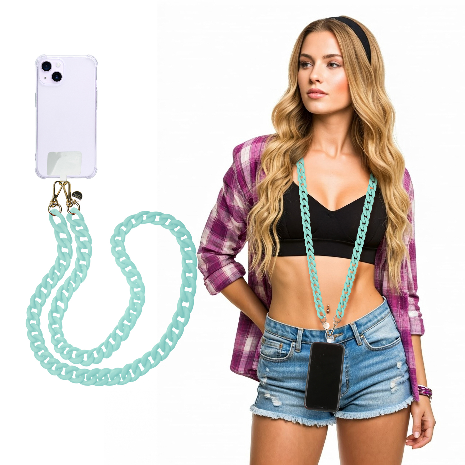 Tracolla smartphone e borsetta menta 120 cm – Fashionally