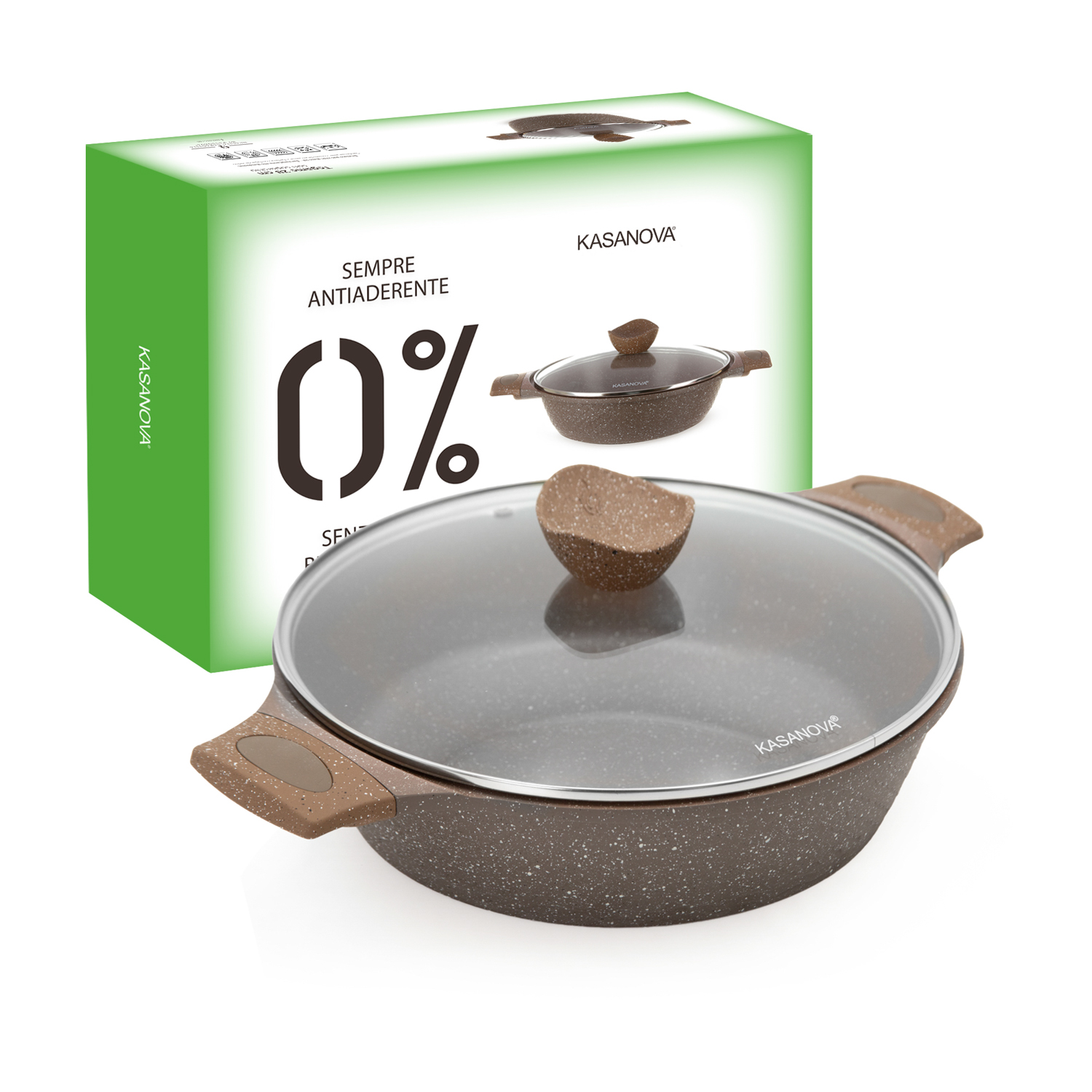 0% grassi tegame 28 cm, con coperchio