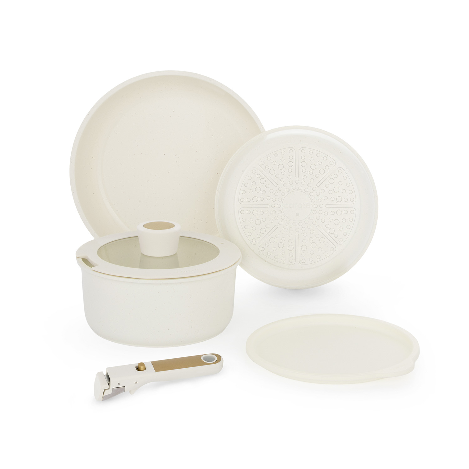 Batteria 6 pezzi con manico staccabile bianco