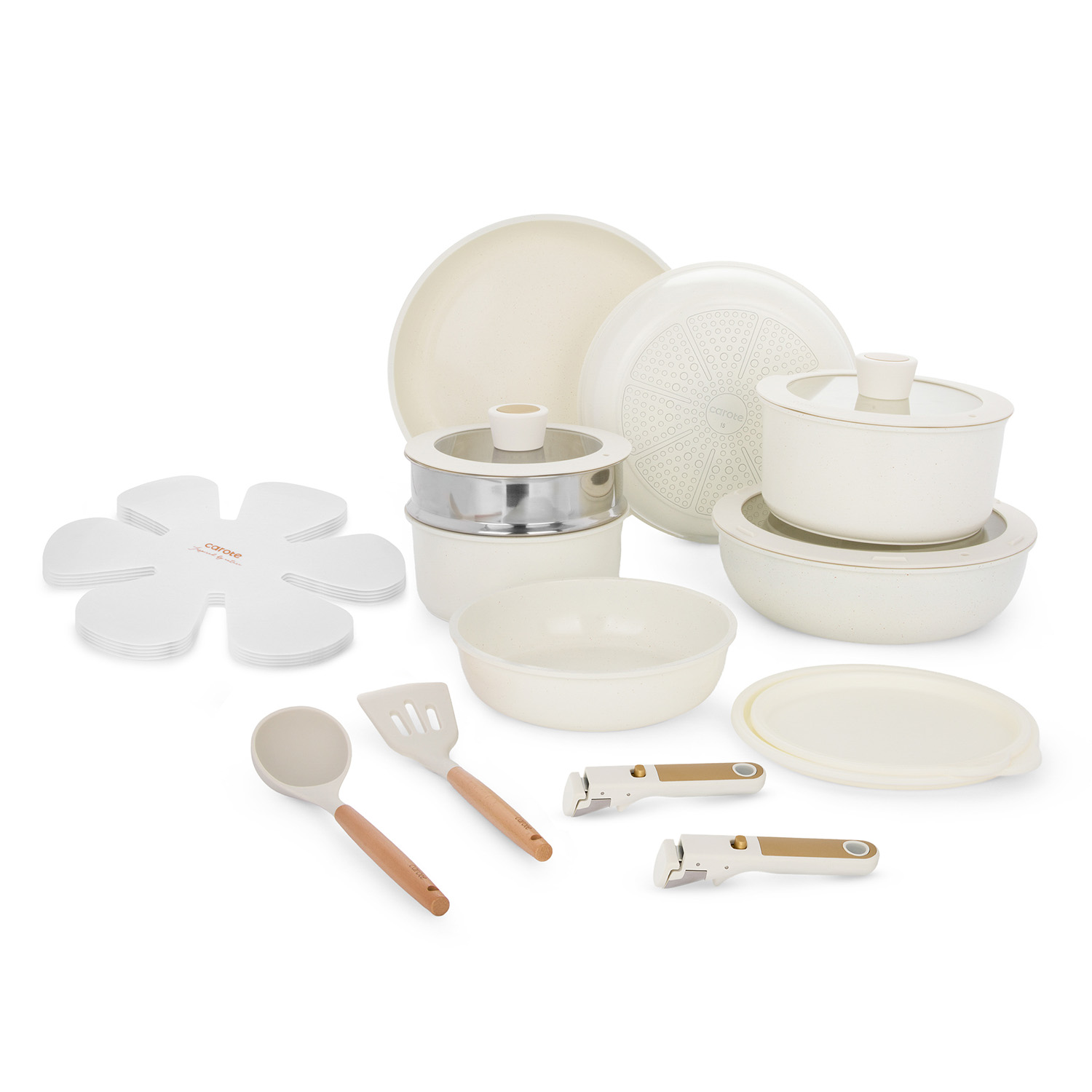 Batteria 21 pezzi con manici staccabili bianco
