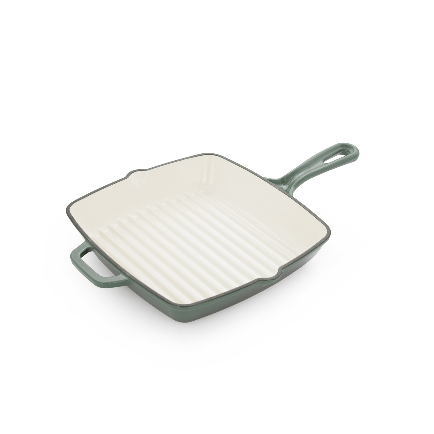 Bistecchiera 24x24 cm ghisa smaltata bianca e verde