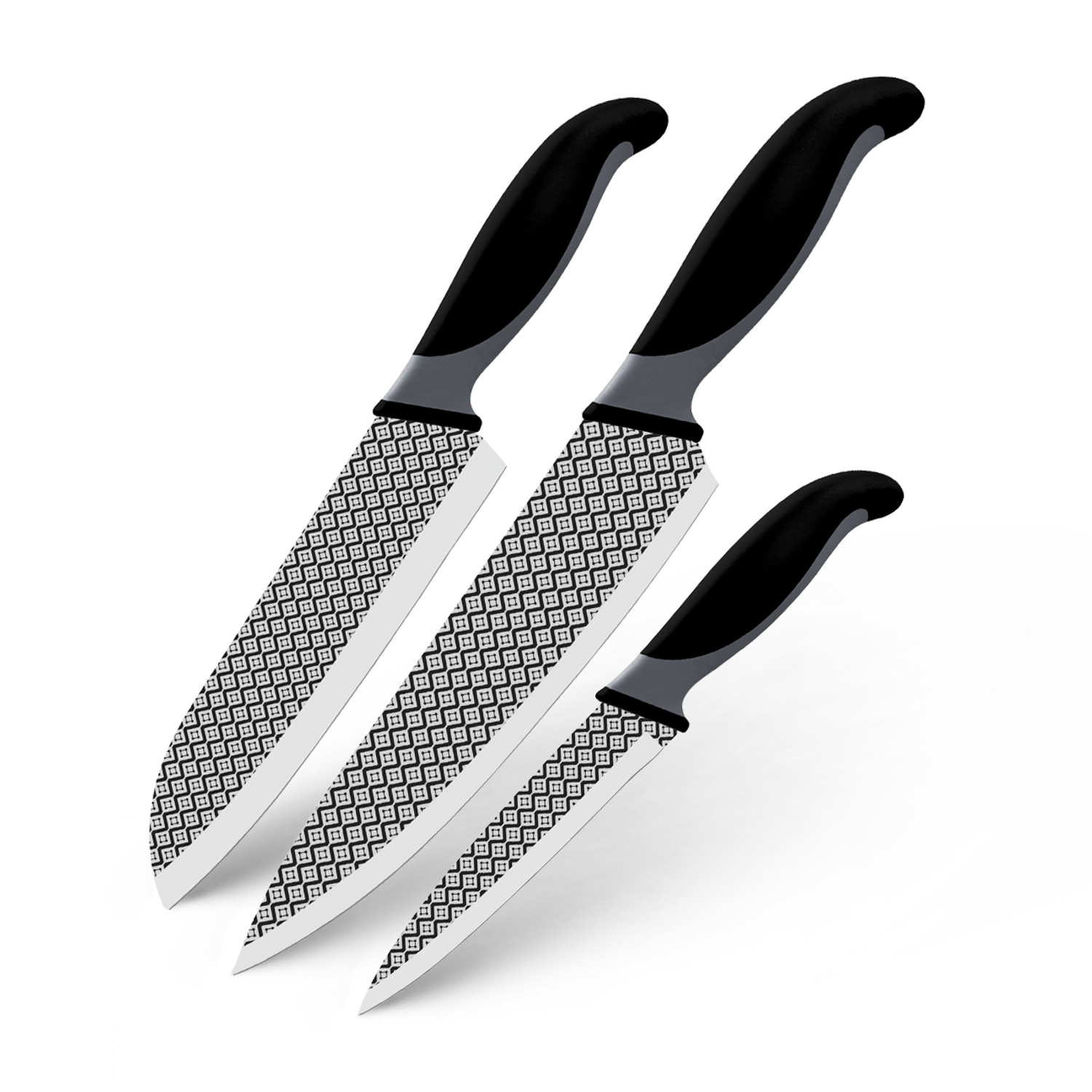 Set 3 coltelli da cucina acciaio inox manico antiscivolo