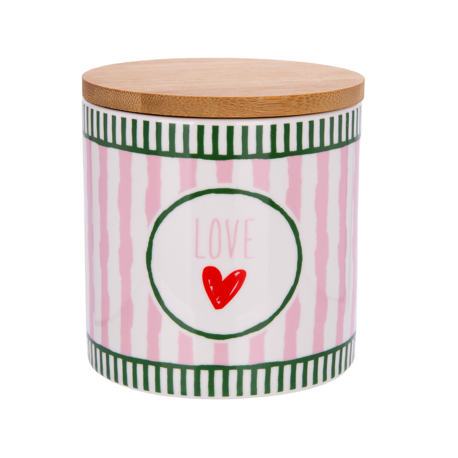 Barattolo in ceramica e bambù con scritta Love, 500 ml
