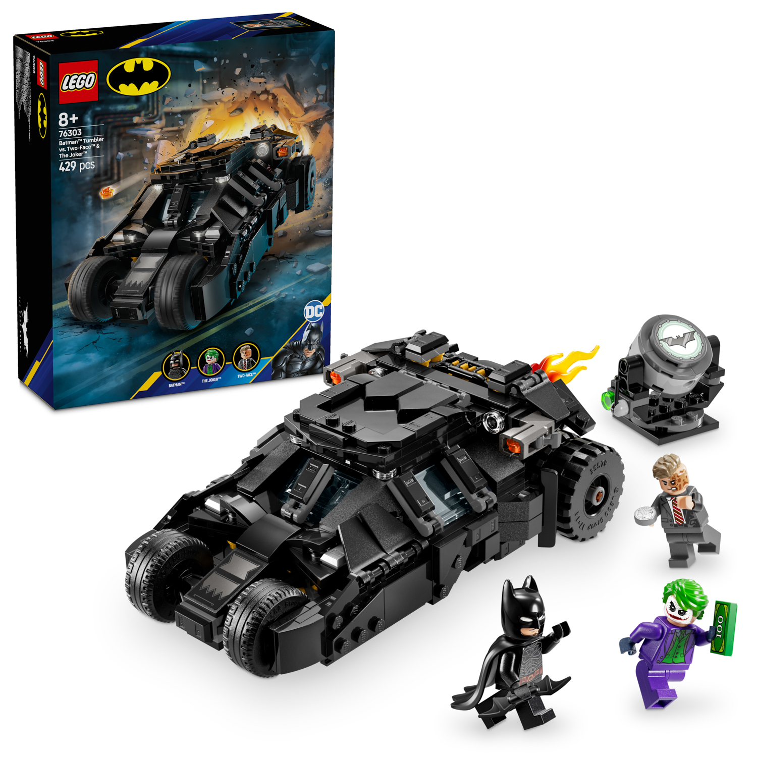 Tumbler di Batman contro TwoFace e The Joker Lego