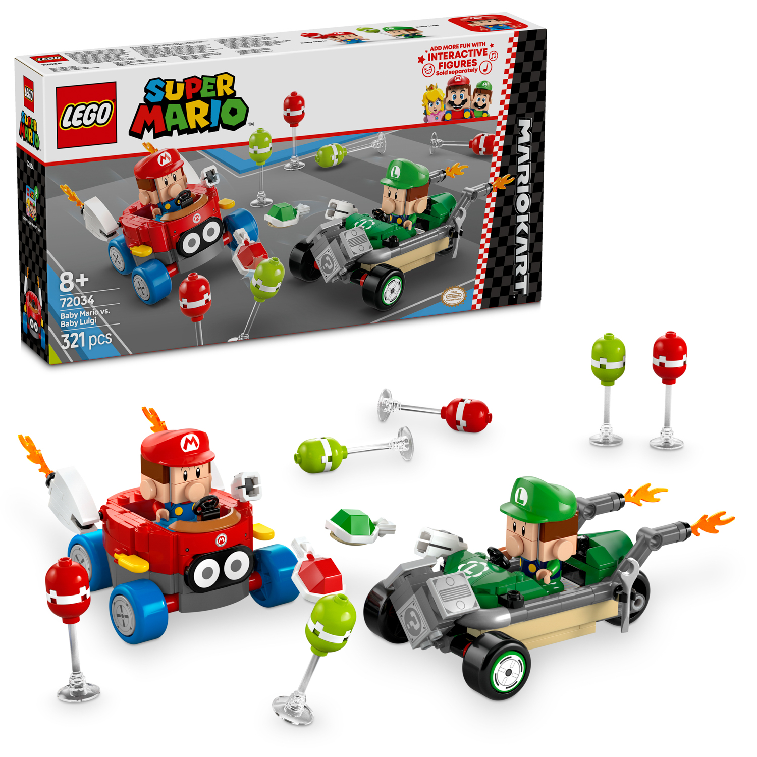 Mario Kart Baby Mario vs Baby Luigi Lego SuperMario