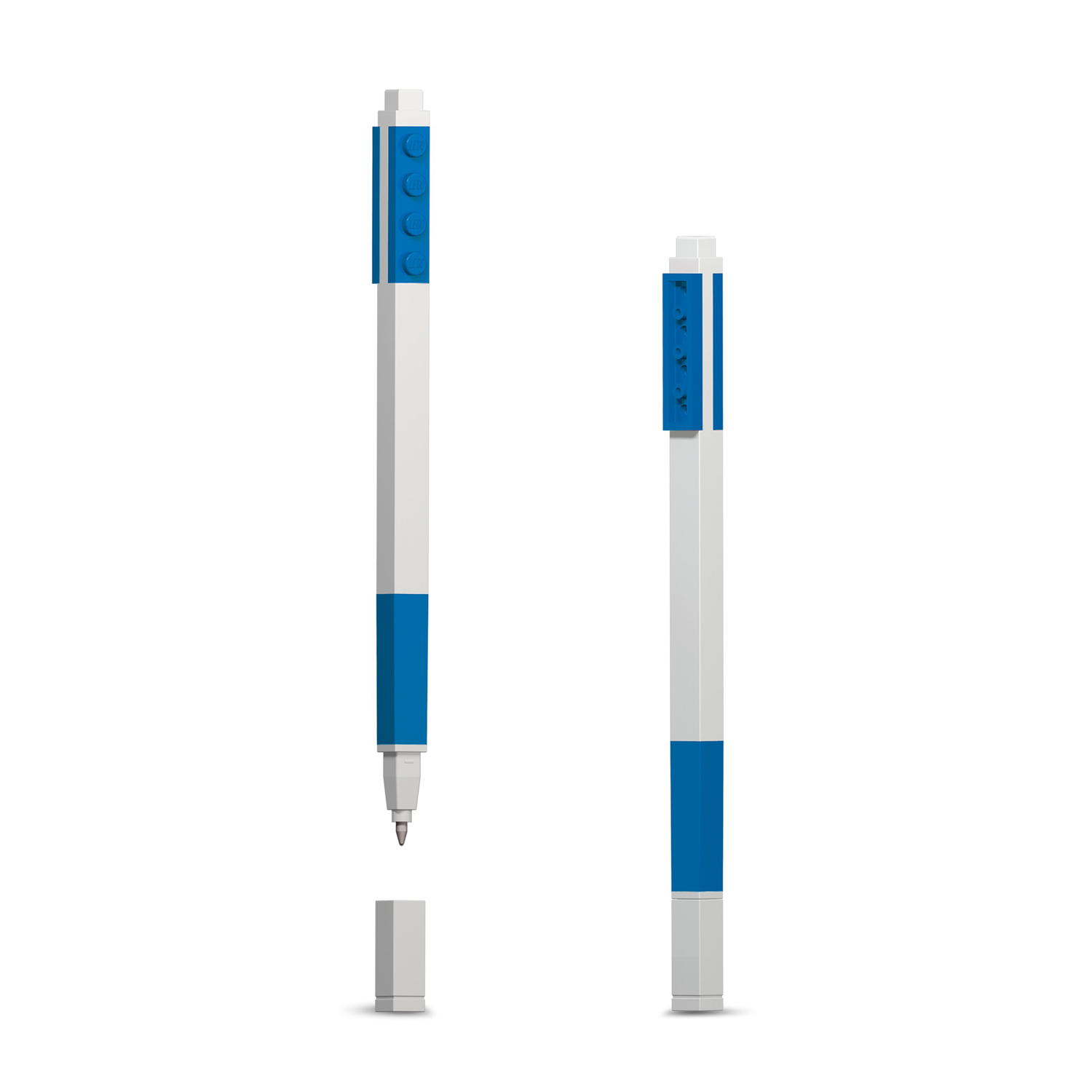 Set 2 penne gel blu con mattoncino Lego