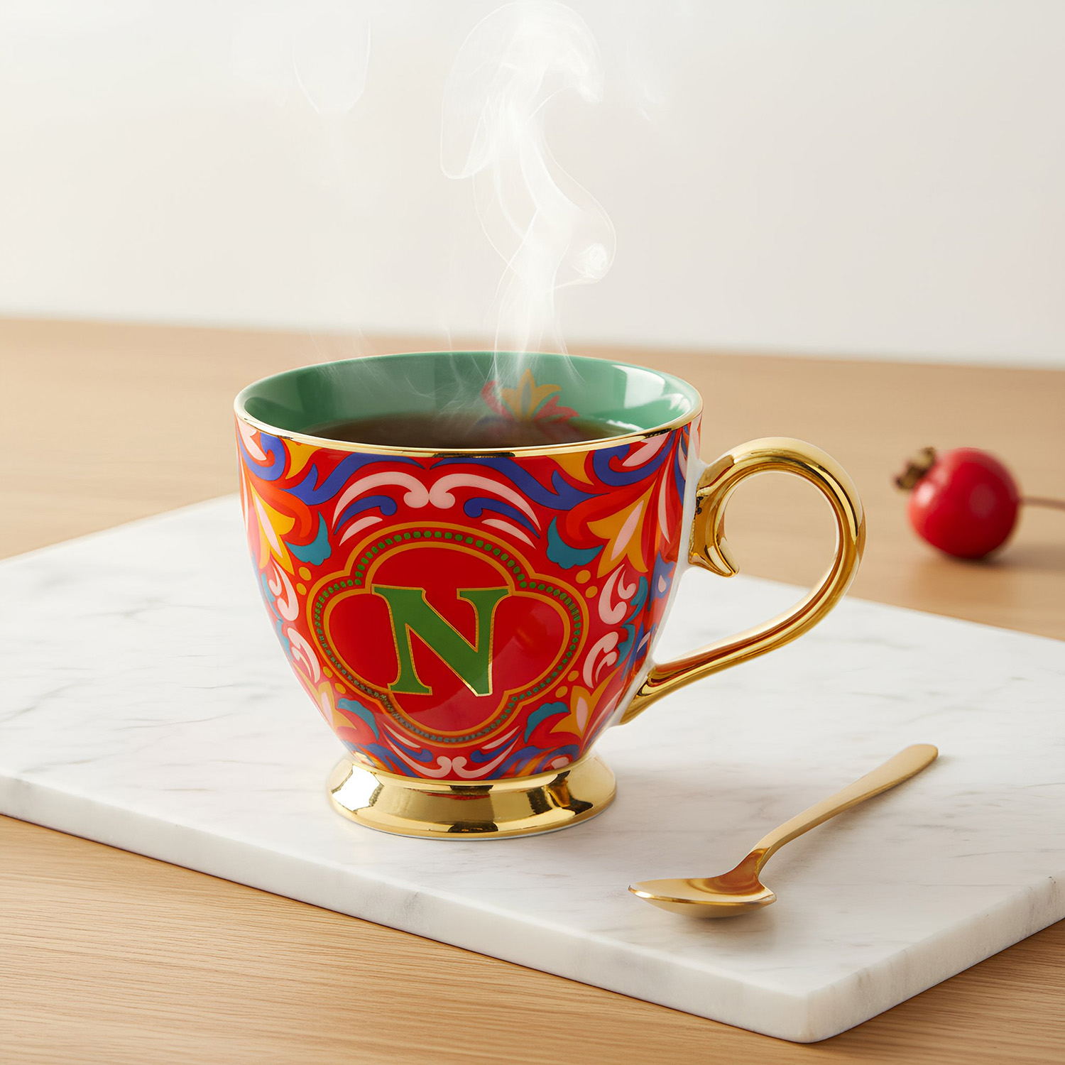 Tazza lettera N porcellana 450 ml Royal Garden